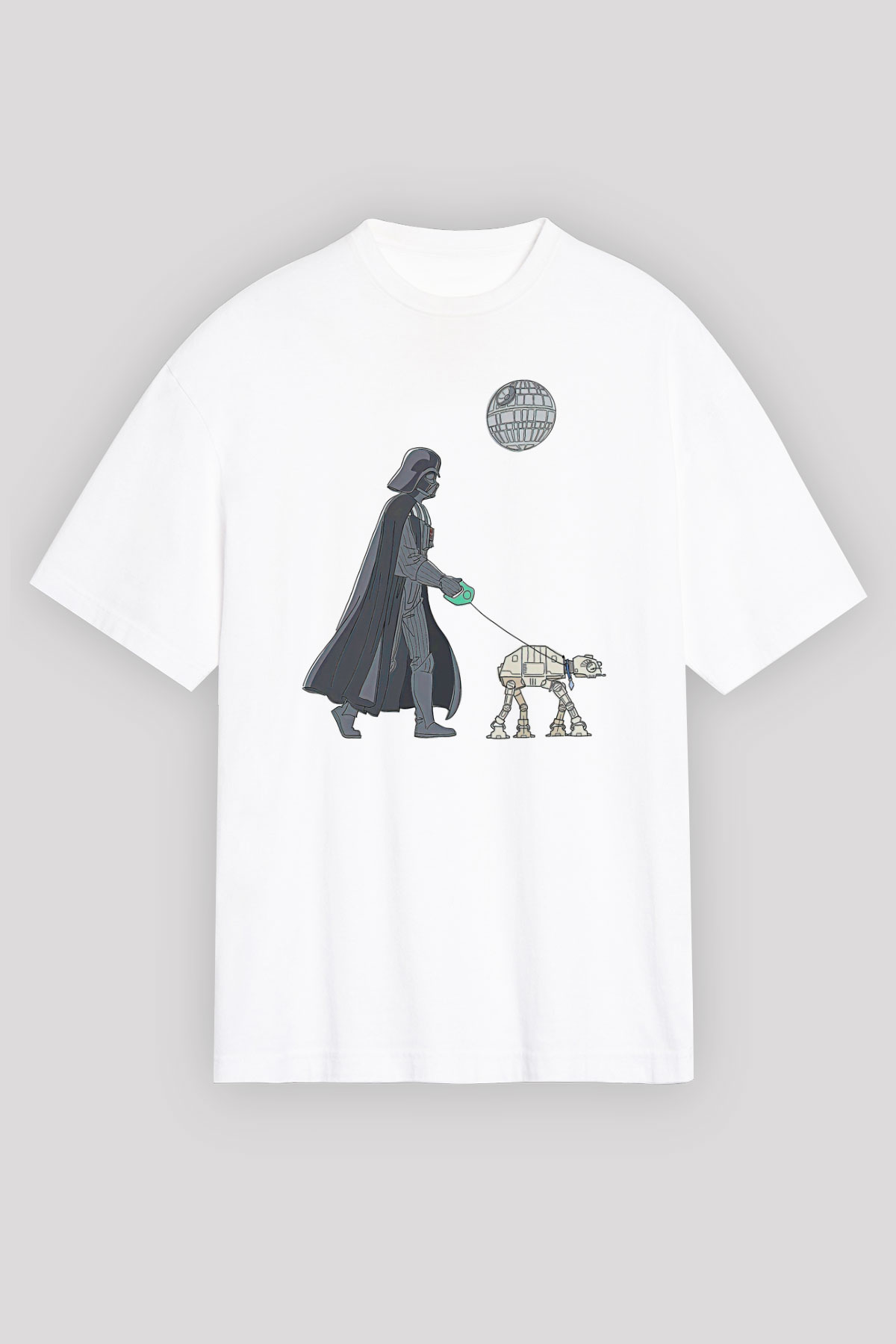 Star Wars (Dart Vader) Baskılı Beyaz Unisex Oversize Tişört - Tshirt