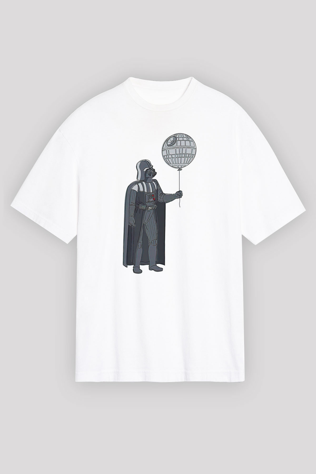 Star Wars (Dart Vader) Baskılı Beyaz Unisex Oversize Tişört - Tshirt