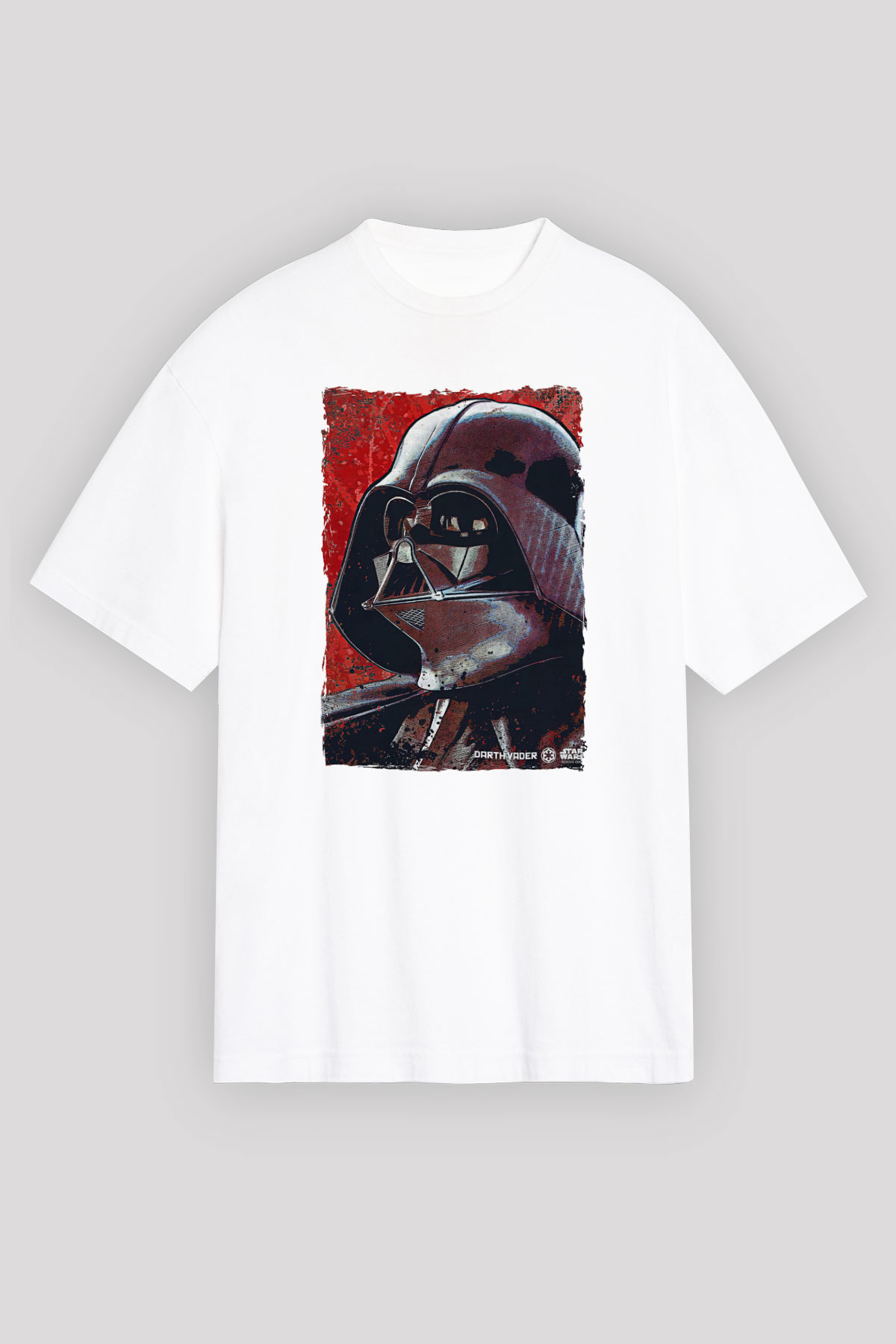 Star Wars (Dart Vader) Baskılı Beyaz Unisex Oversize Tişört - Tshirt