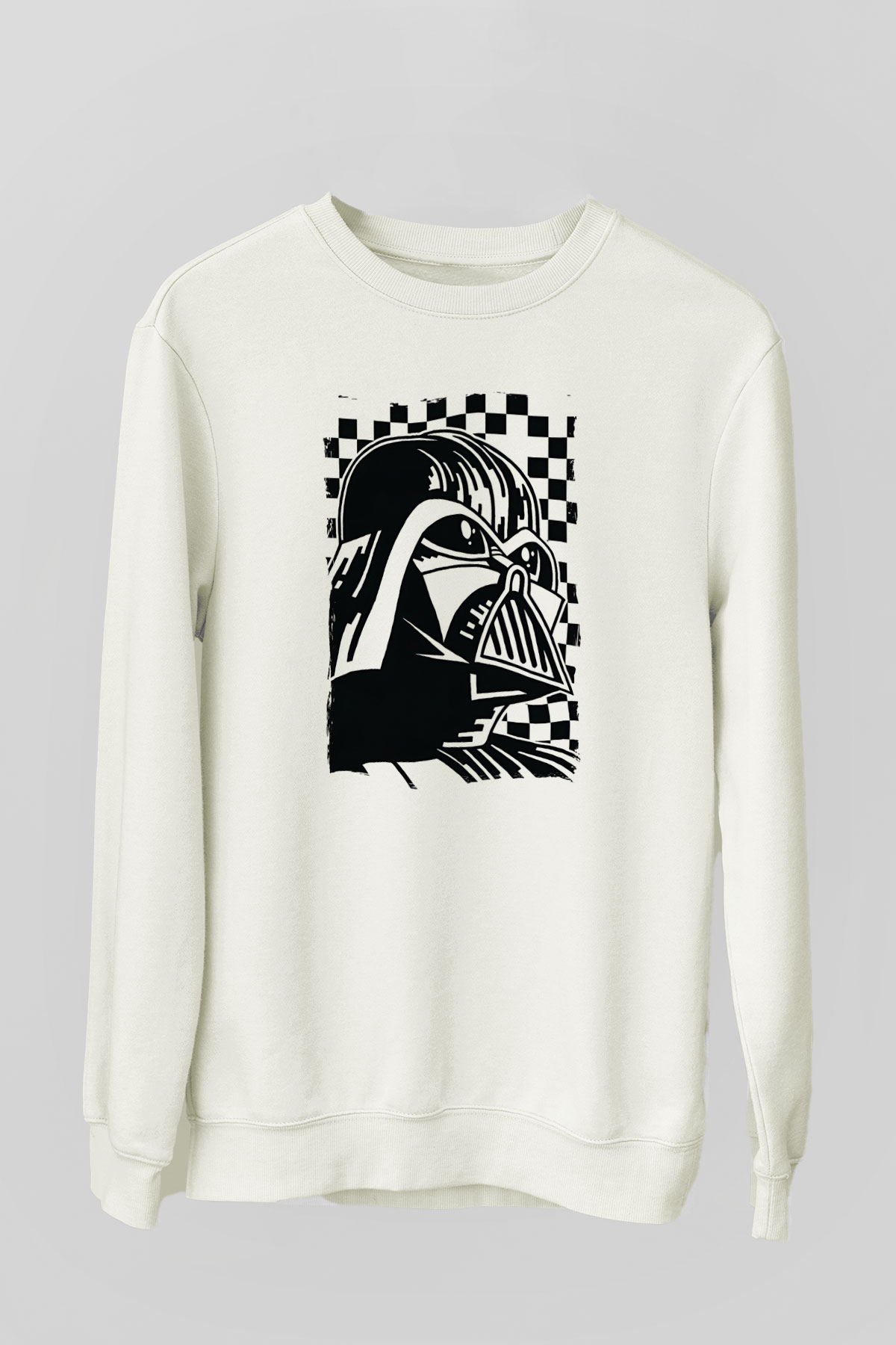 Star Wars (Dart Vader) Baskılı Beyaz Unisex Sweatshirt