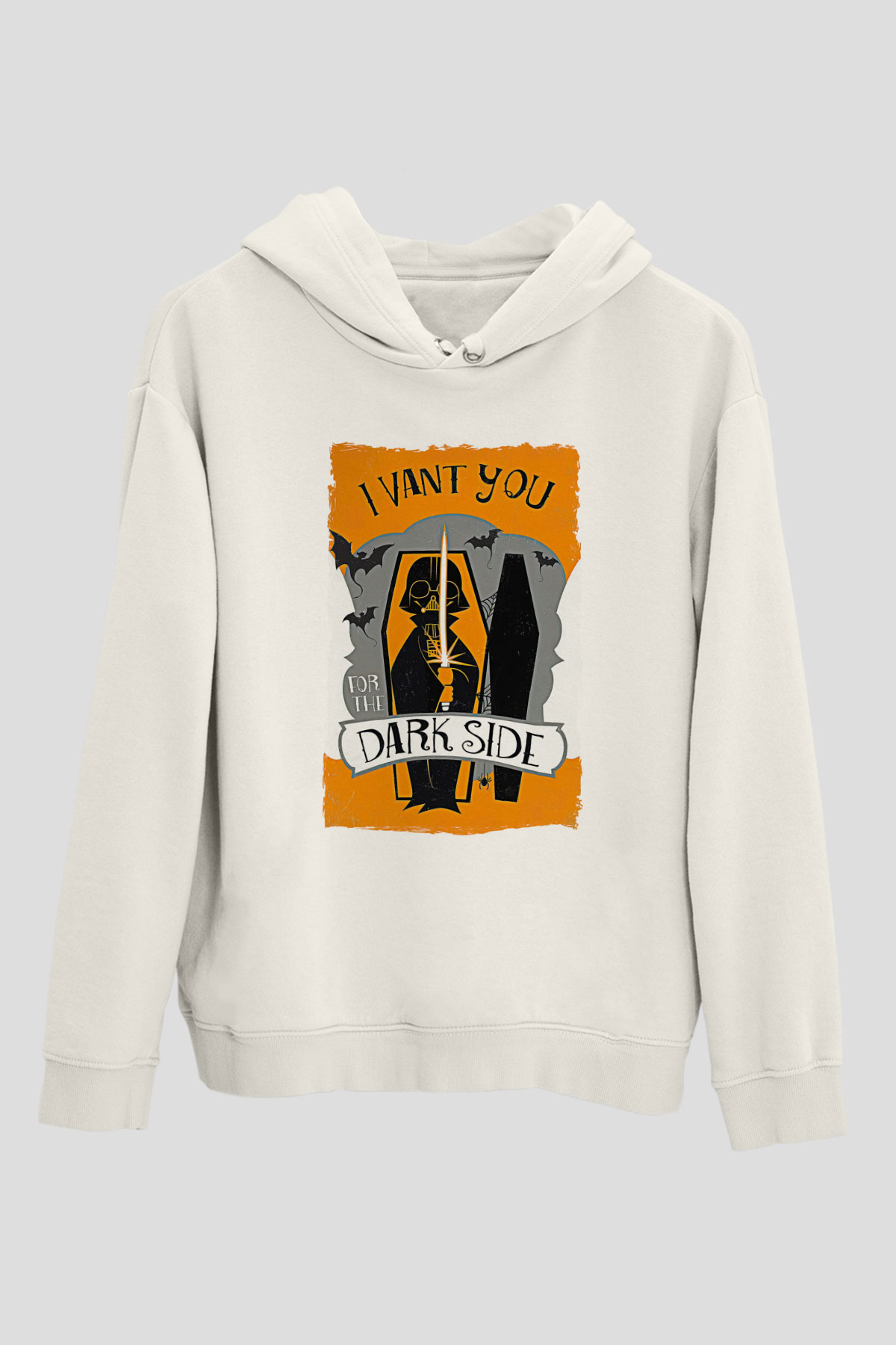 Star Wars (Dart Vader) Baskılı Beyaz Unisex Hoodie