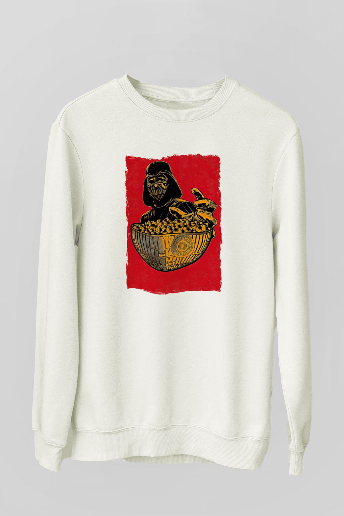 Star Wars (Dart Vader) Baskılı Beyaz Unisex Sweatshirt