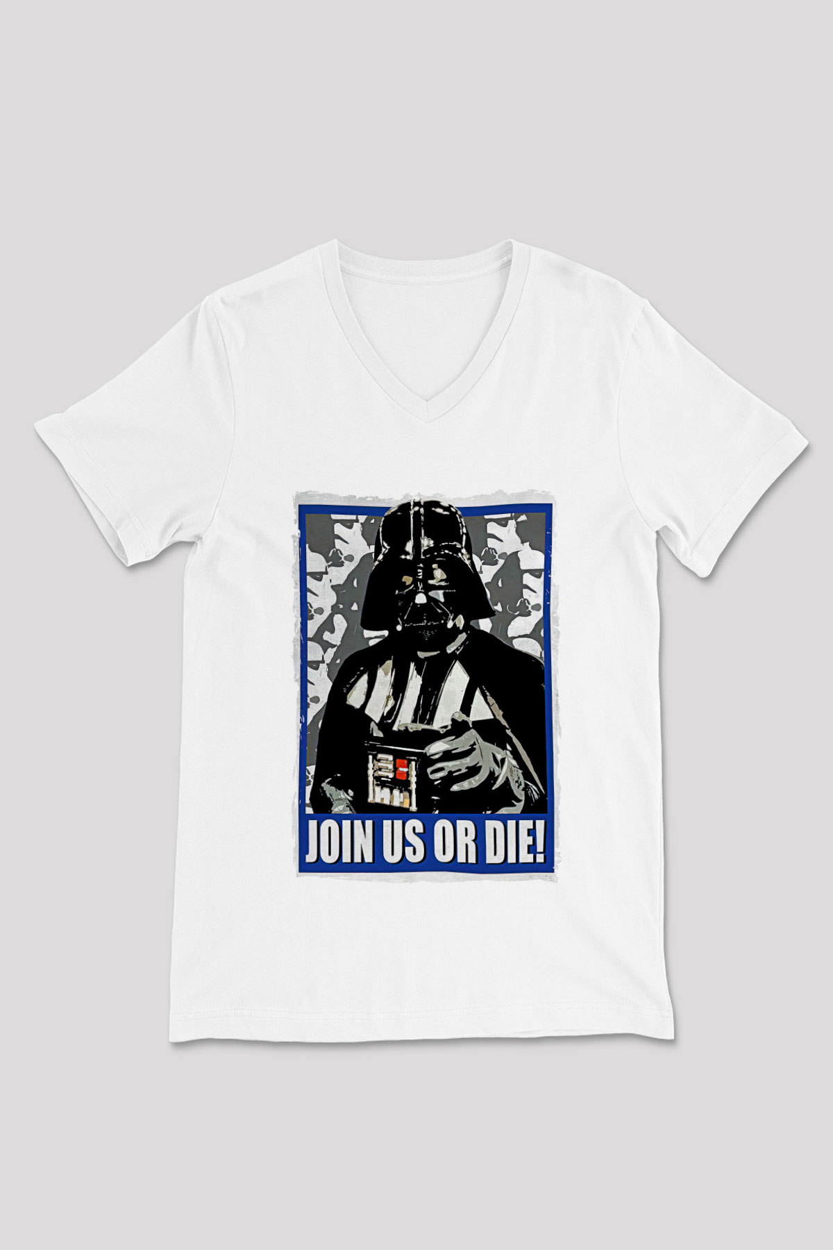 Star Wars (Dart Vader) Baskılı Beyaz Unisex V Yaka Tişört - Tshirt