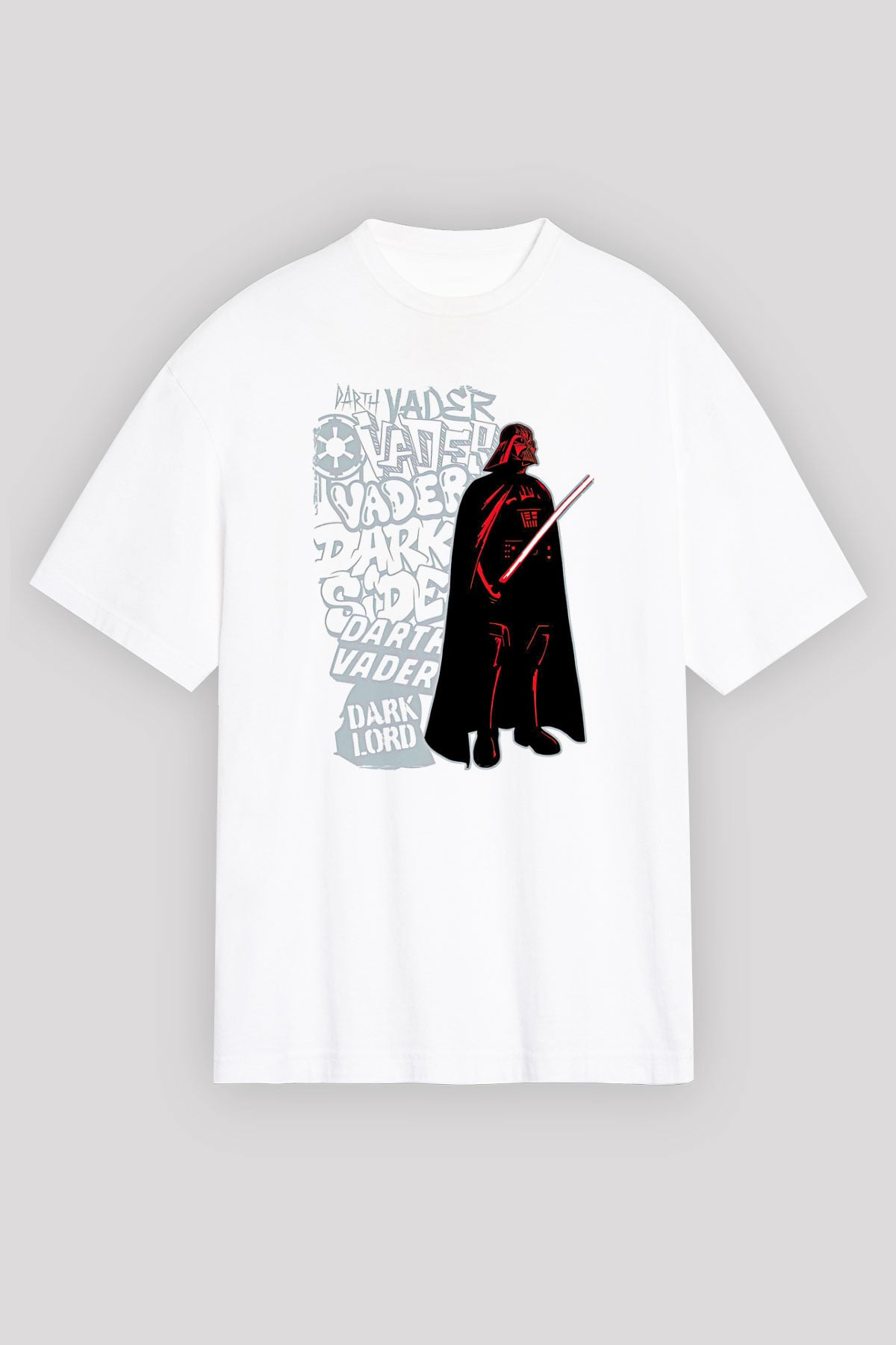 Star Wars (Dart Vader) Baskılı Beyaz Unisex Oversize Tişört - Tshirt