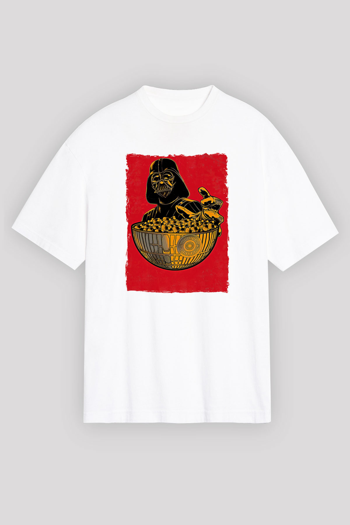 Star Wars (Dart Vader) Baskılı Beyaz Unisex Oversize Tişört - Tshirt