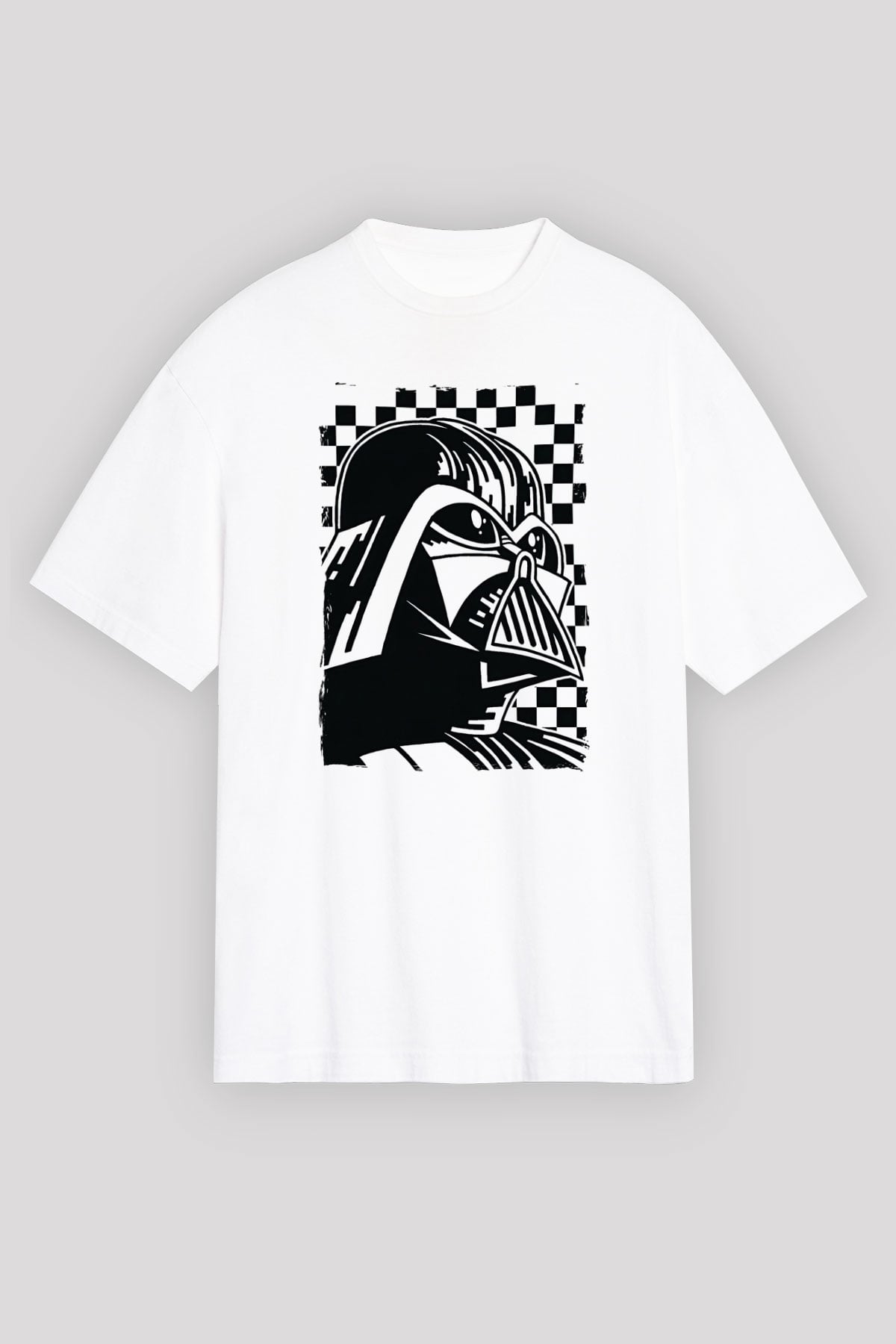 Star Wars (Dart Vader) Baskılı Beyaz Unisex Oversize Tişört - Tshirt