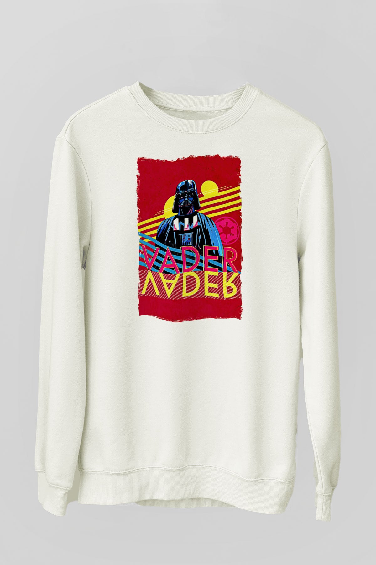 Star Wars (Dart Vader) Baskılı Beyaz Unisex Sweatshirt