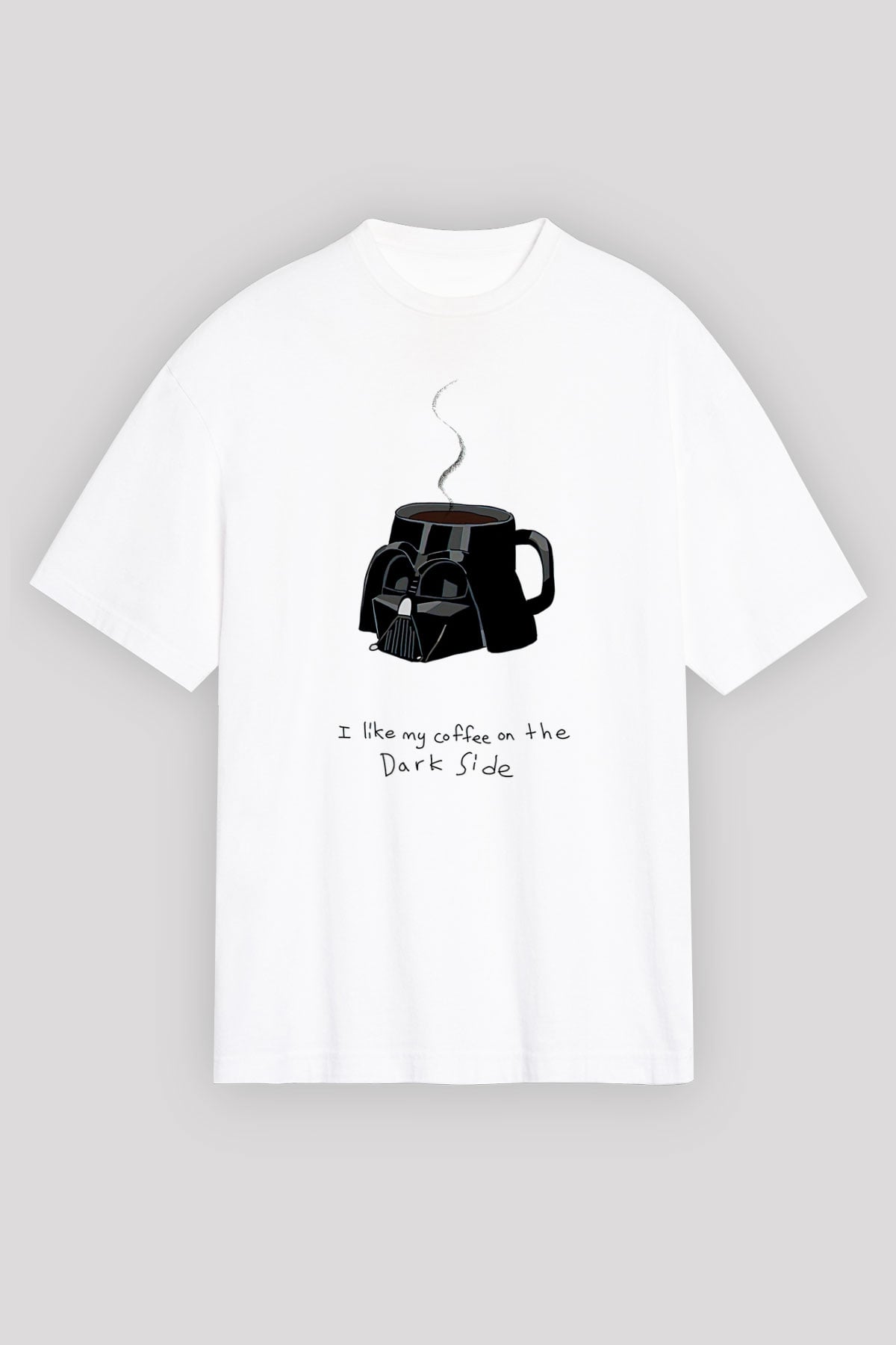 Star Wars (Dart Vader) Baskılı Beyaz Unisex Oversize Tişört - Tshirt