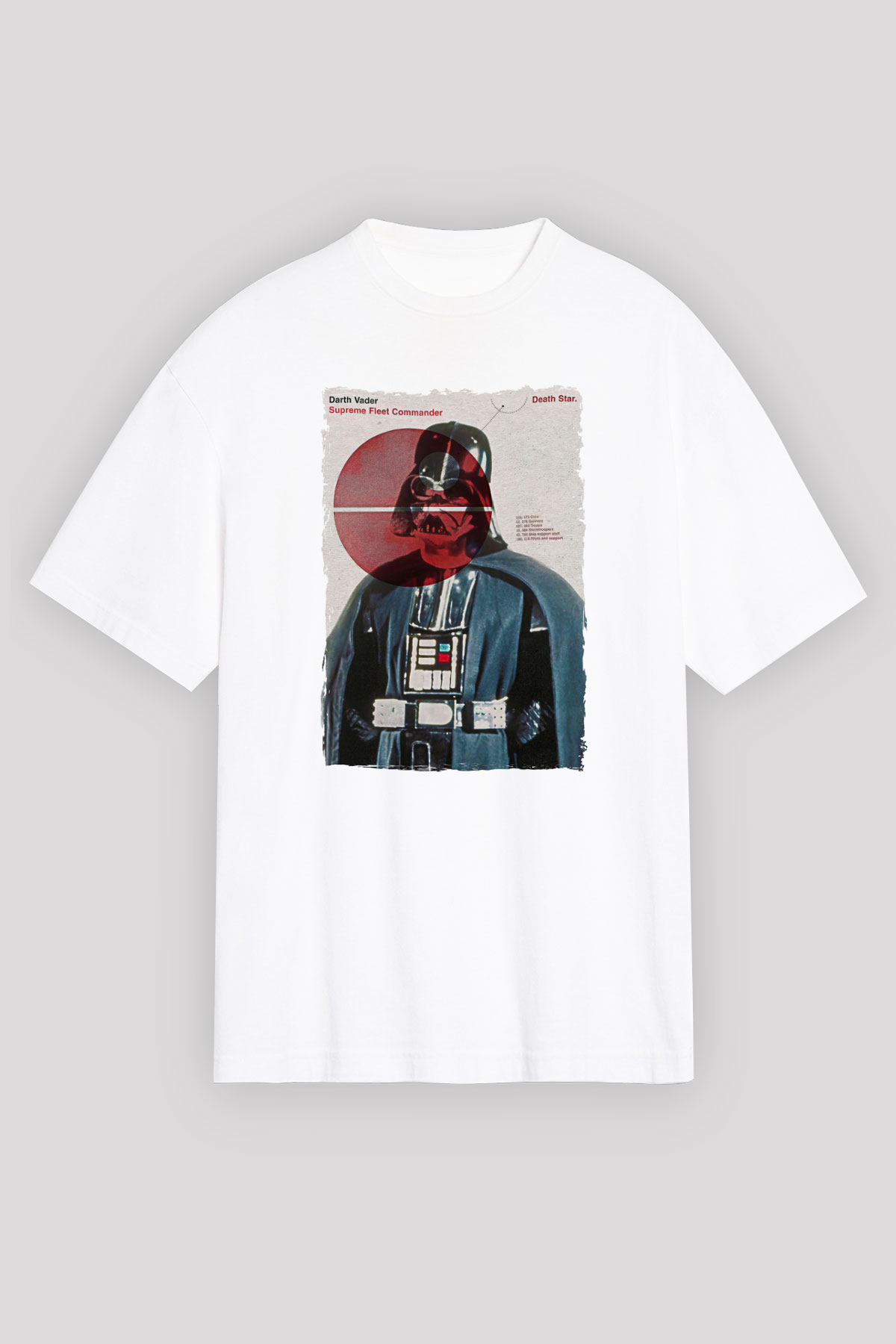 Star Wars (Dart Vader) Baskılı Beyaz Unisex Oversize Tişört - Tshirt
