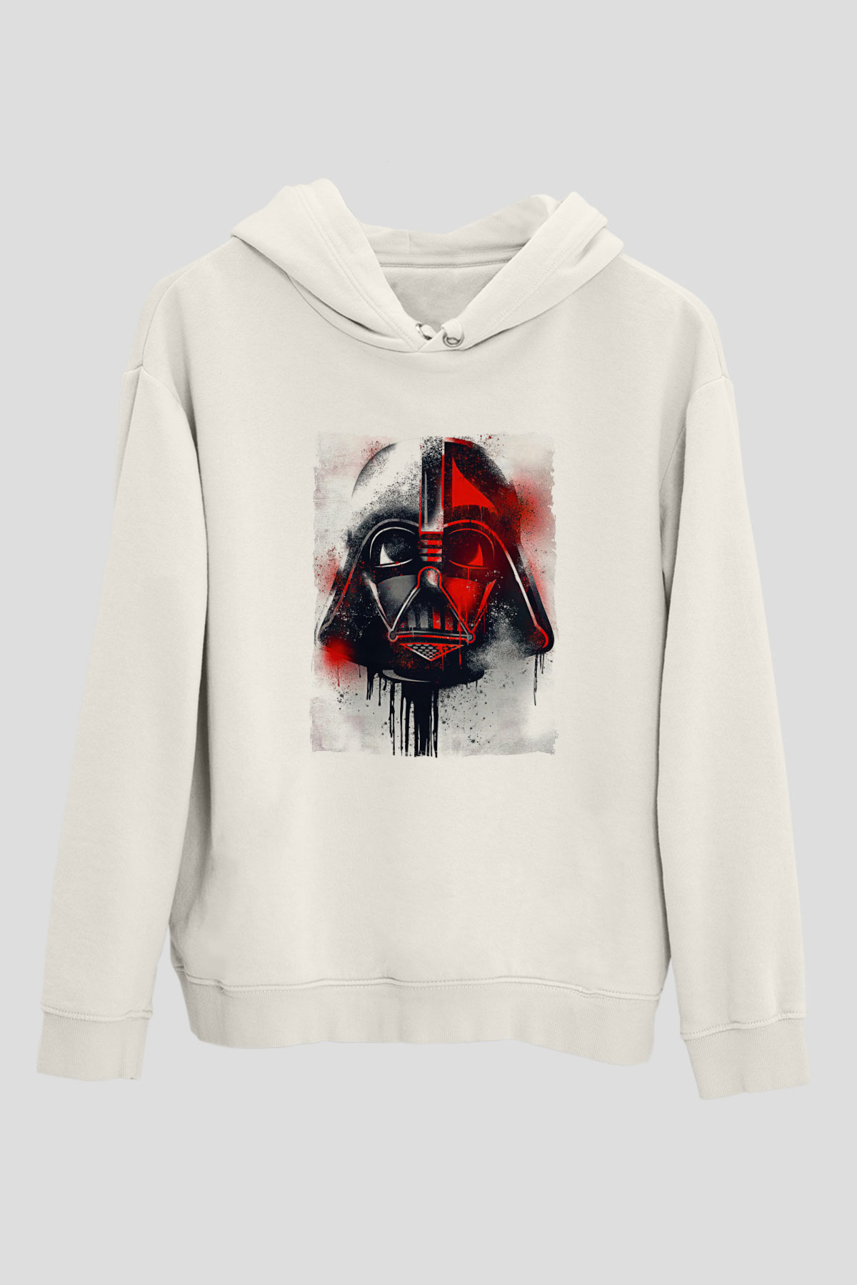 Star Wars (Dart Vader) Baskılı Beyaz Unisex Hoodie