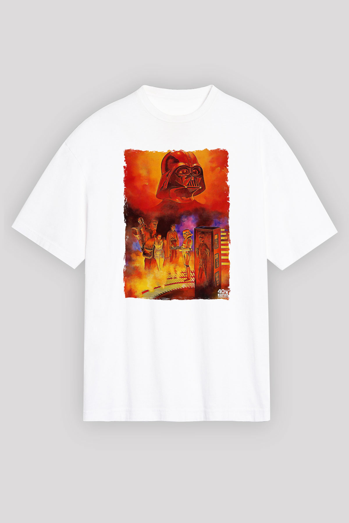 Star Wars (Dart Vader) Baskılı Beyaz Unisex Oversize Tişört - Tshirt