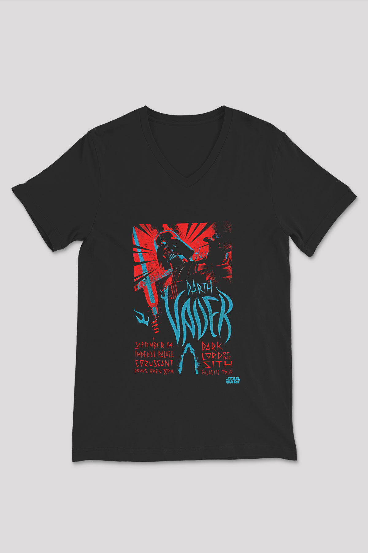 Star Wars (Dart Vader) Baskılı Unisex Siyah V Yaka Tişört - Tshirt