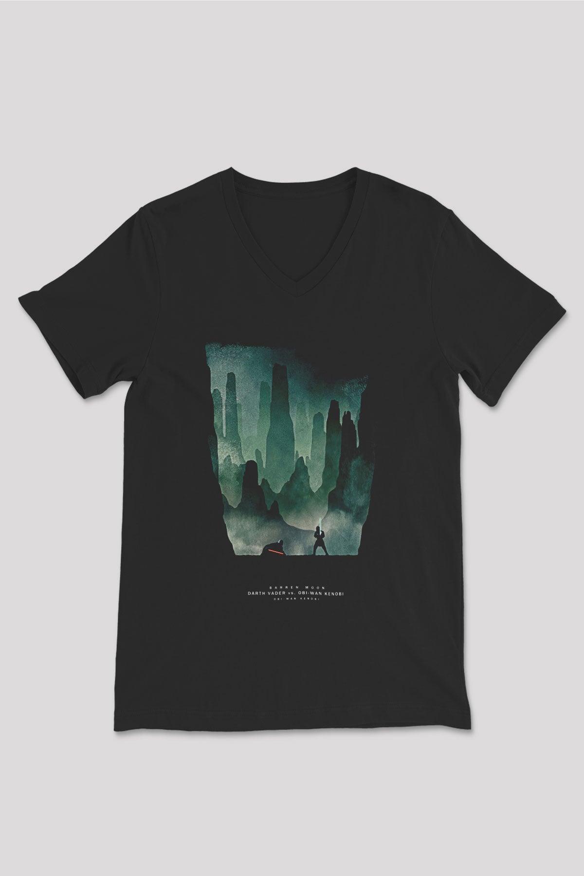 Star Wars (Dart Vader) Baskılı Unisex Siyah V Yaka Tişört - Tshirt