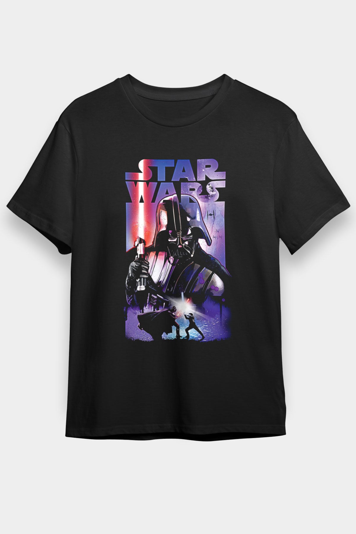 Star Wars (Dart Vader) Baskılı Unisex Siyah Tişört - Tshirt