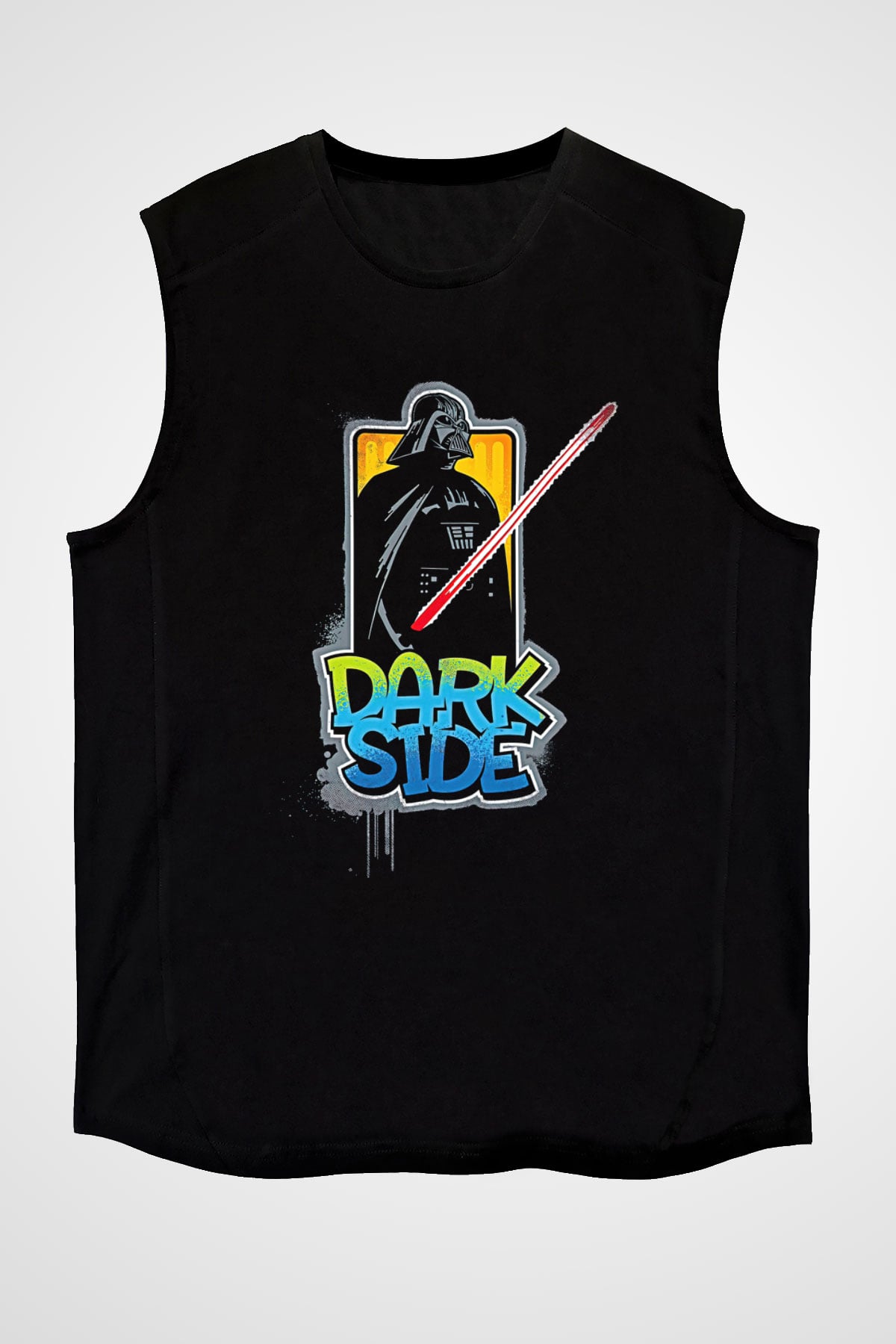 Star Wars (Dart Vader) Baskılı Unisex Siyah Kolsuz Tişört - Tshirt