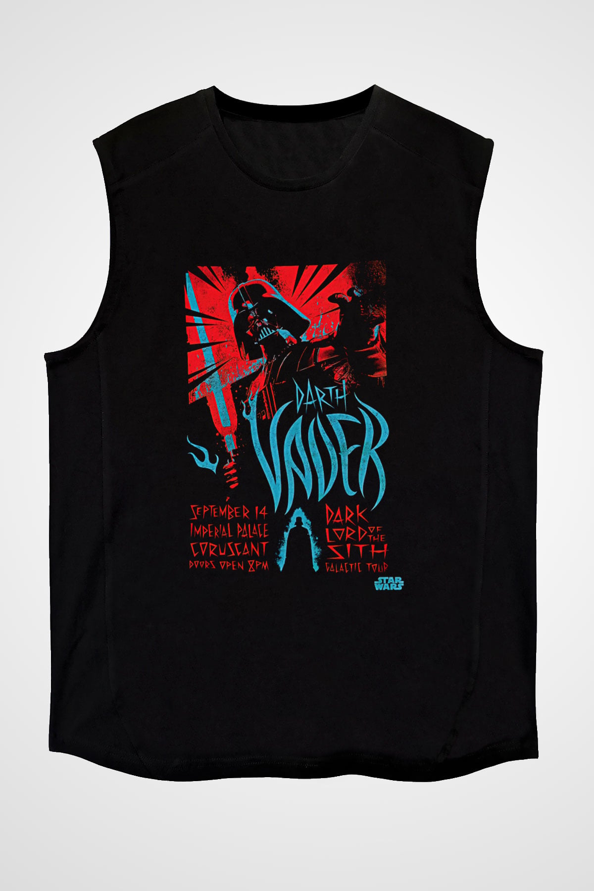 Star Wars (Dart Vader) Baskılı Unisex Siyah Kolsuz Tişört - Tshirt