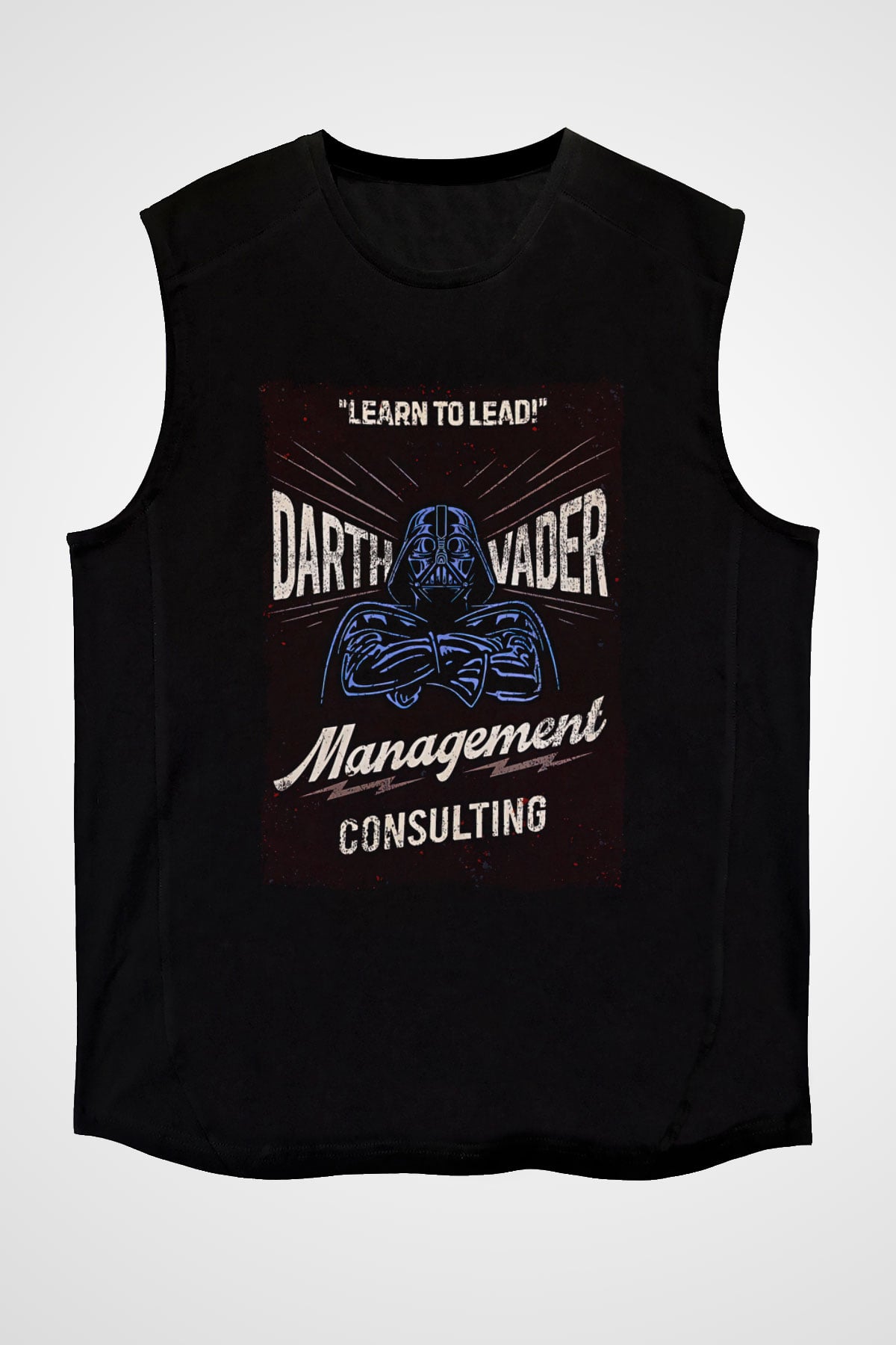 Star Wars (Dart Vader) Baskılı Unisex Siyah Kolsuz Tişört - Tshirt