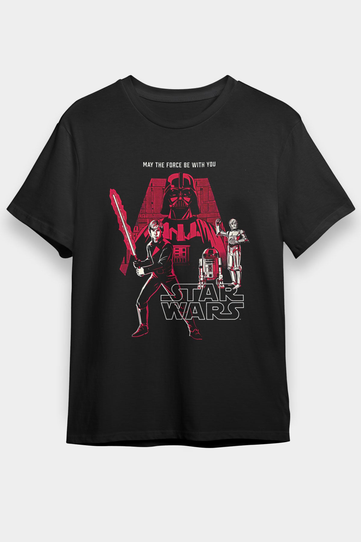 Star Wars (Dart Vader) Baskılı Unisex Siyah Tişört - Tshirt
