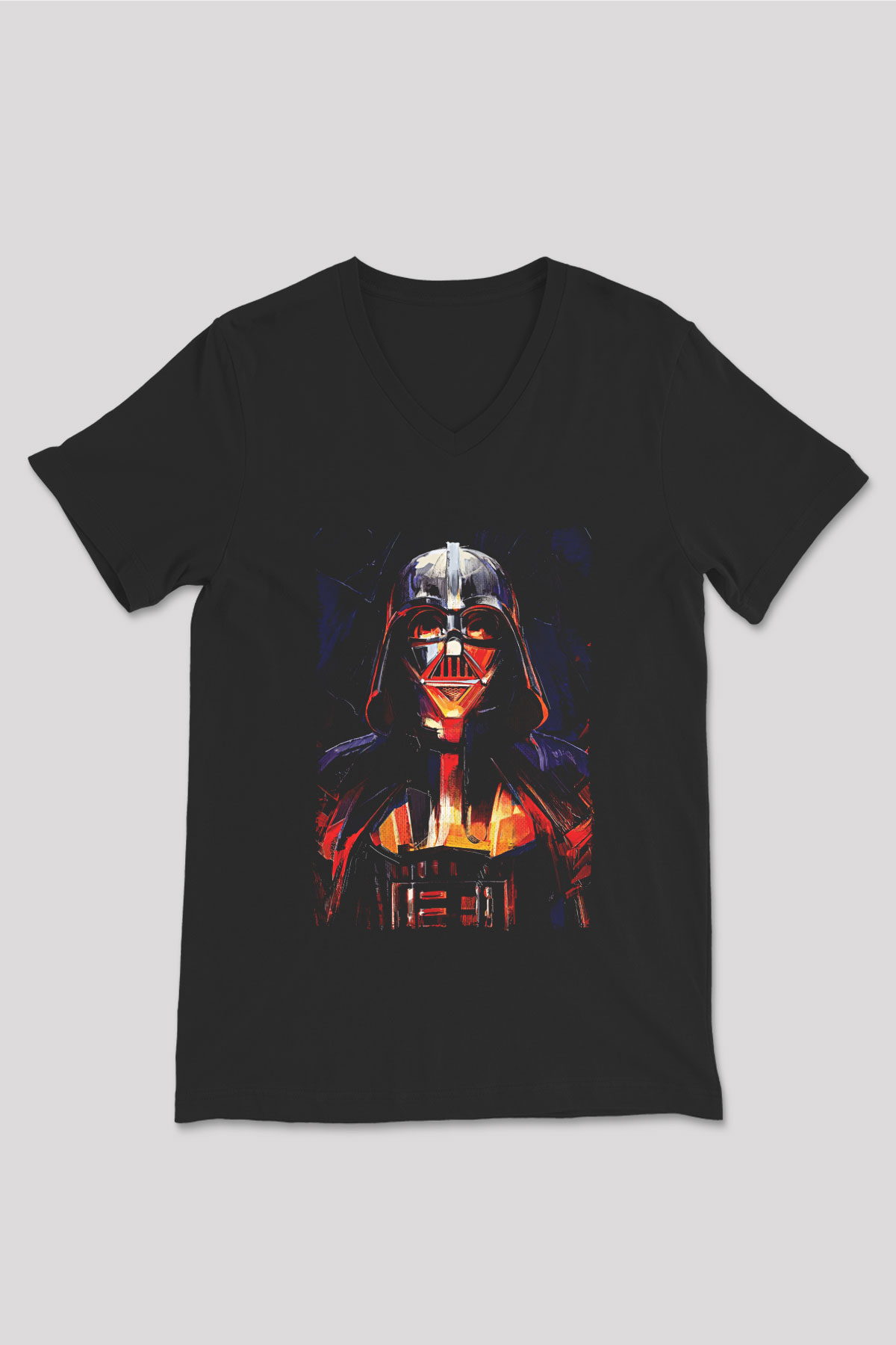 Star Wars (Dart Vader) Baskılı Unisex Siyah V Yaka Tişört - Tshirt