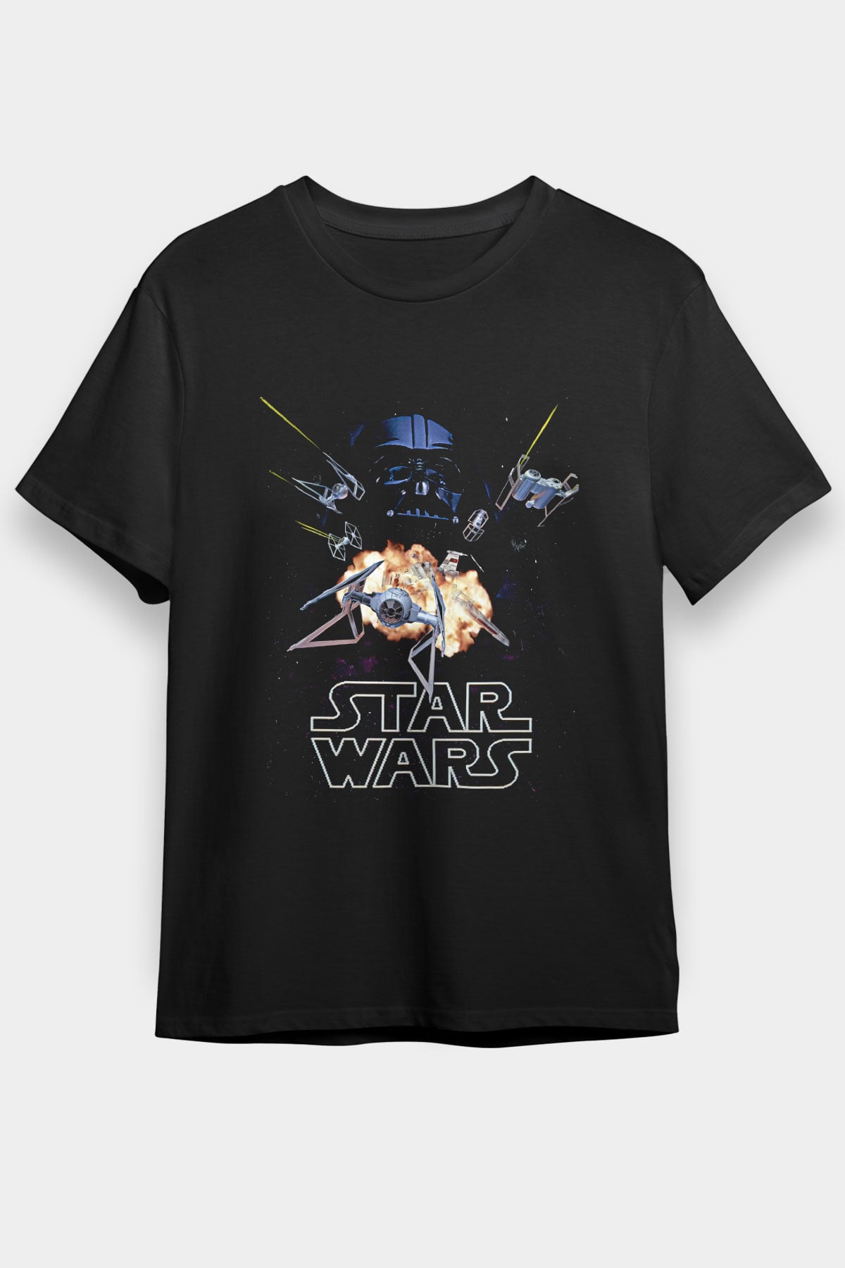 Star Wars (Dart Vader) Baskılı Unisex Siyah Tişört - Tshirt