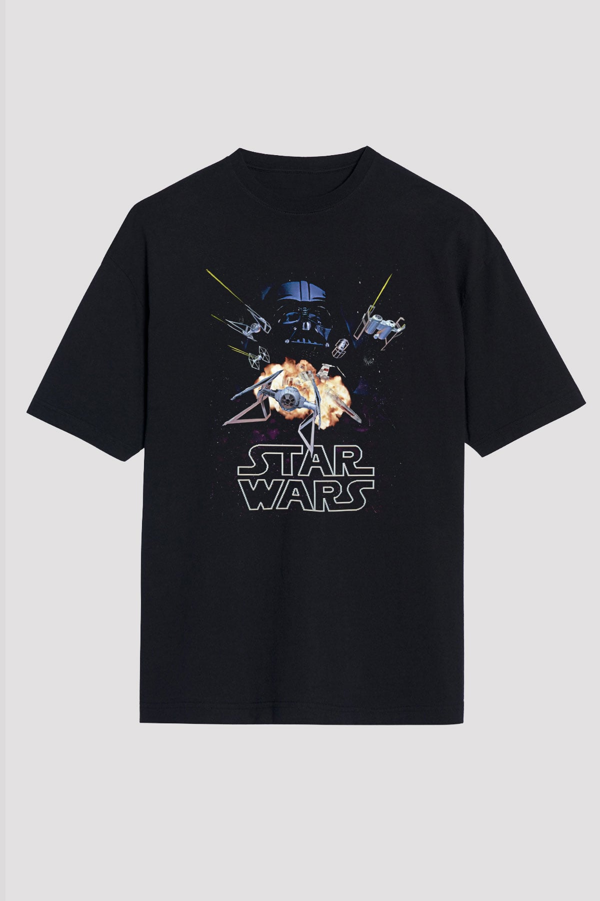 Star Wars (Dart Vader) Baskılı Unisex Siyah Oversize Tişört - Tshirt