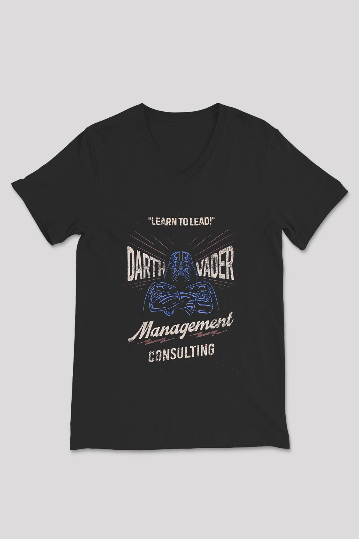 Star Wars (Dart Vader) Baskılı Unisex Siyah V Yaka Tişört - Tshirt