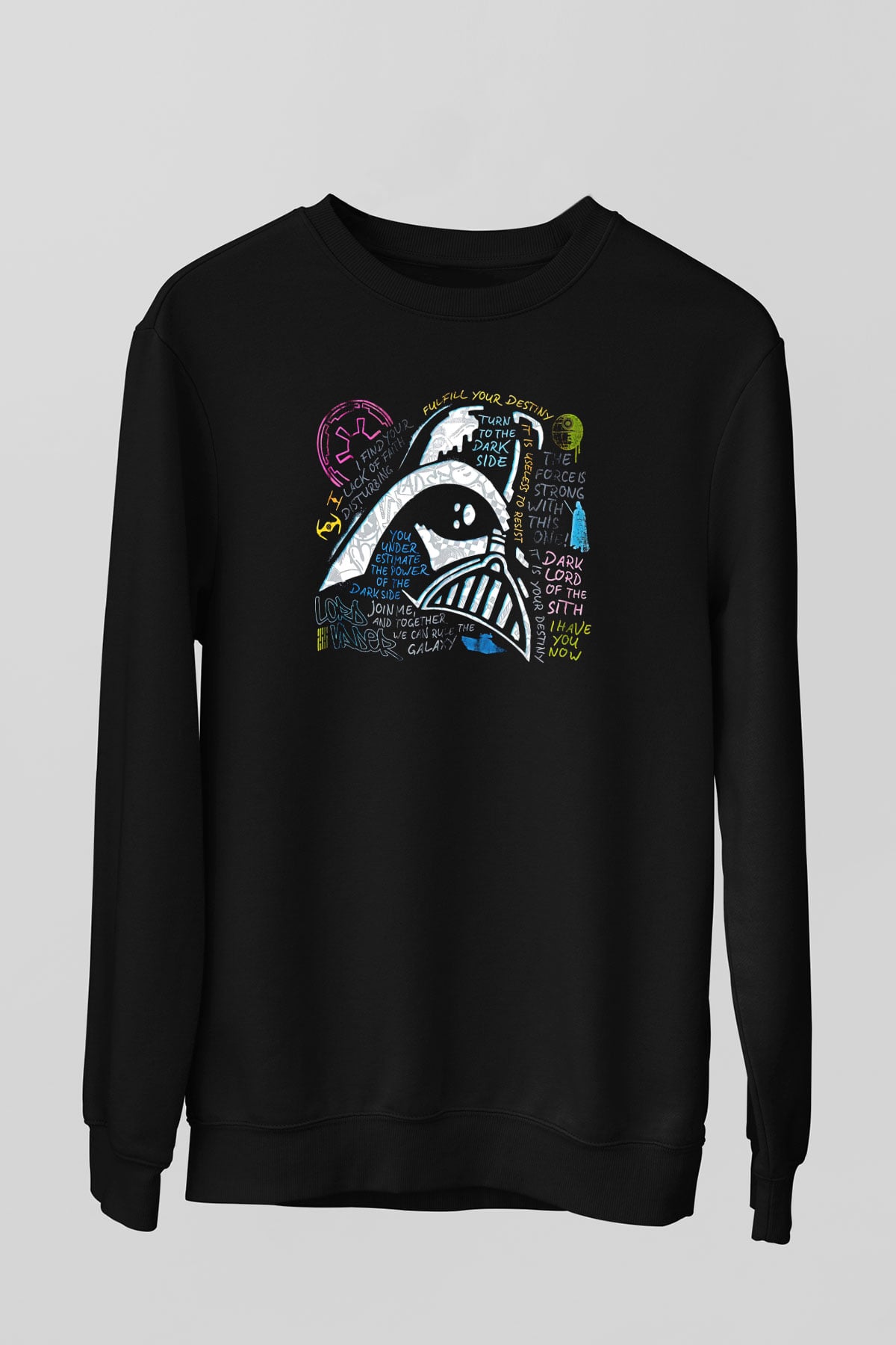Star Wars (Dart Vader) Baskılı Unisex Siyah Sweatshirt