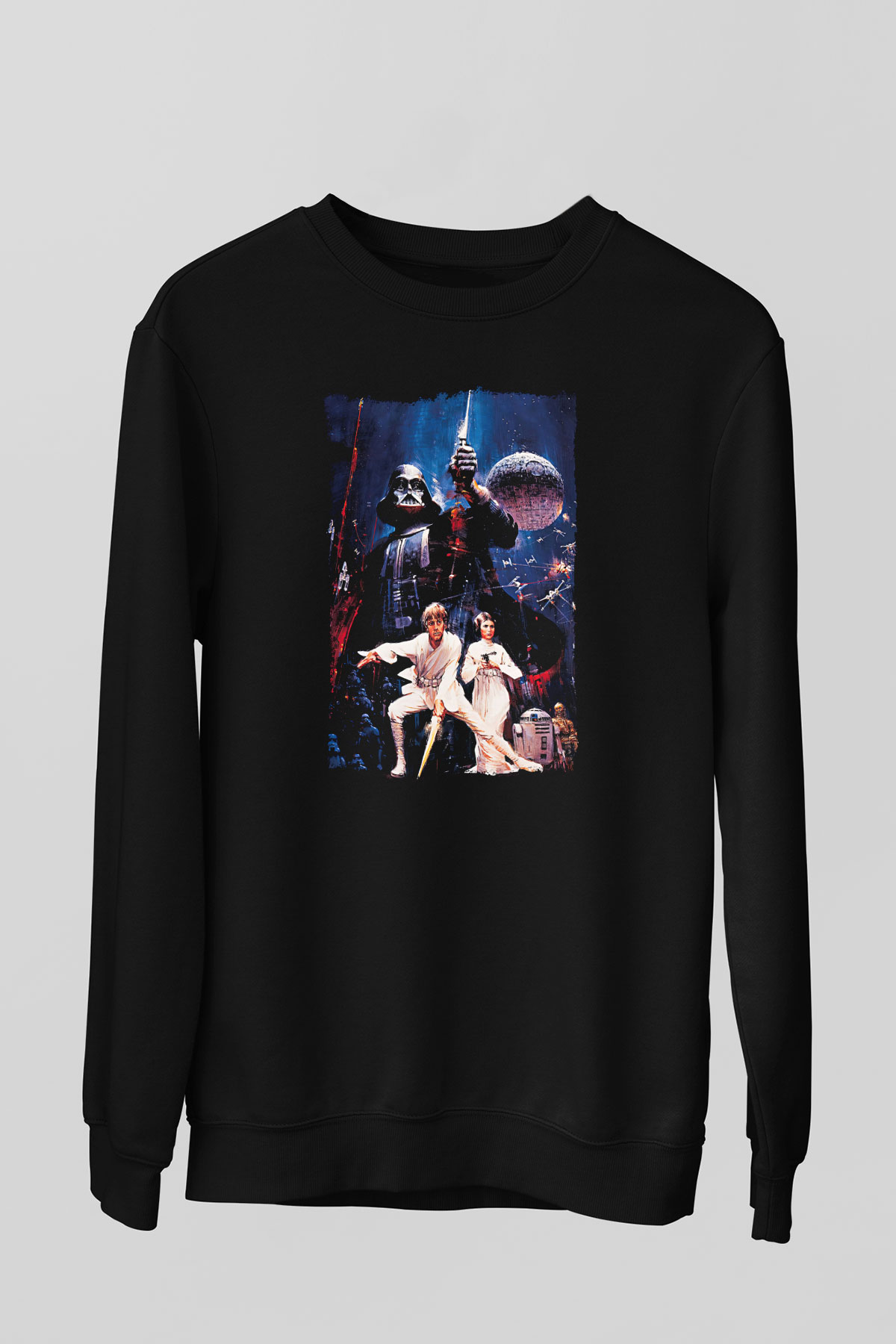 Star Wars (Dart Vader) Baskılı Unisex Siyah Sweatshirt