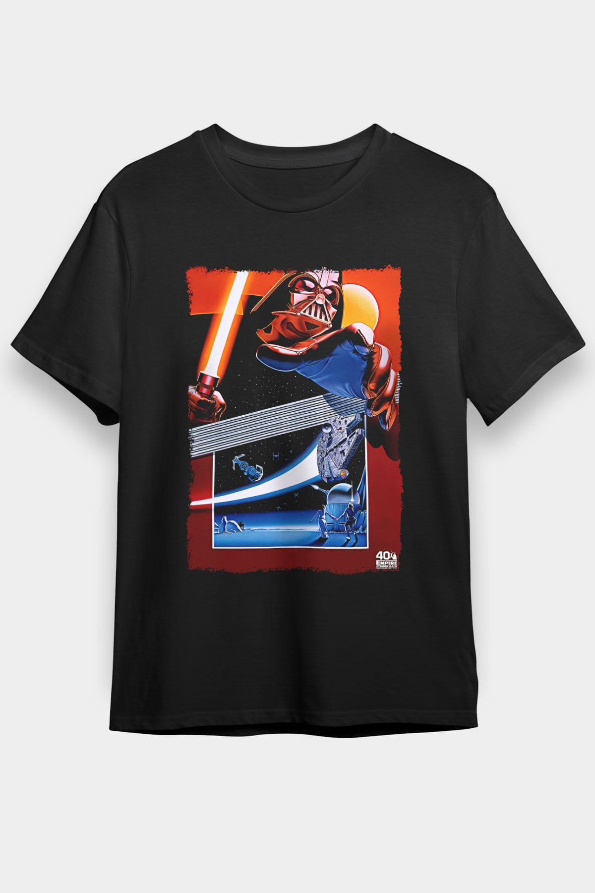 Star Wars (Dart Vader) Baskılı Unisex Siyah Tişört - Tshirt
