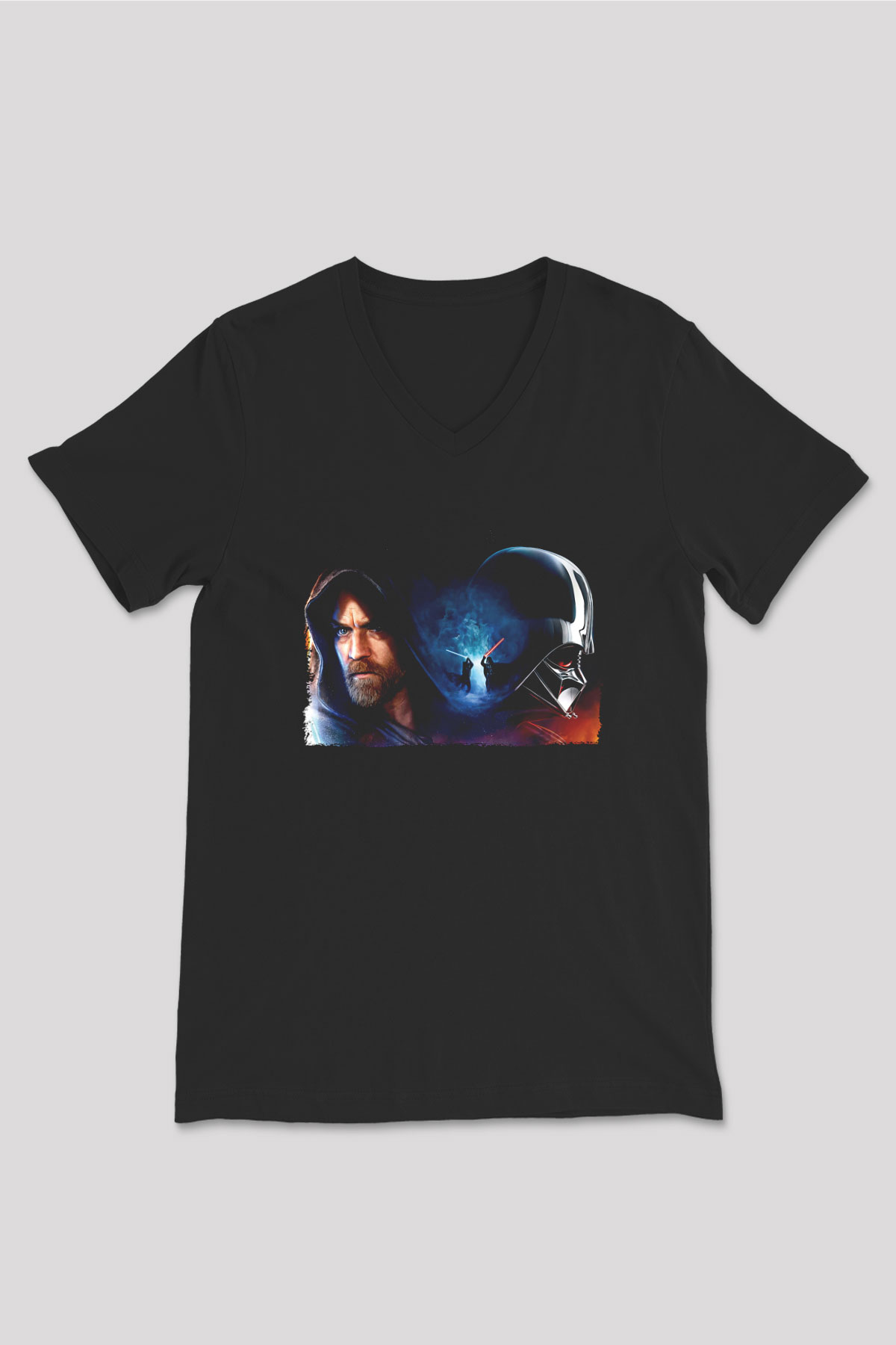 Star Wars (Dart Vader) Baskılı Unisex Siyah V Yaka Tişört - Tshirt