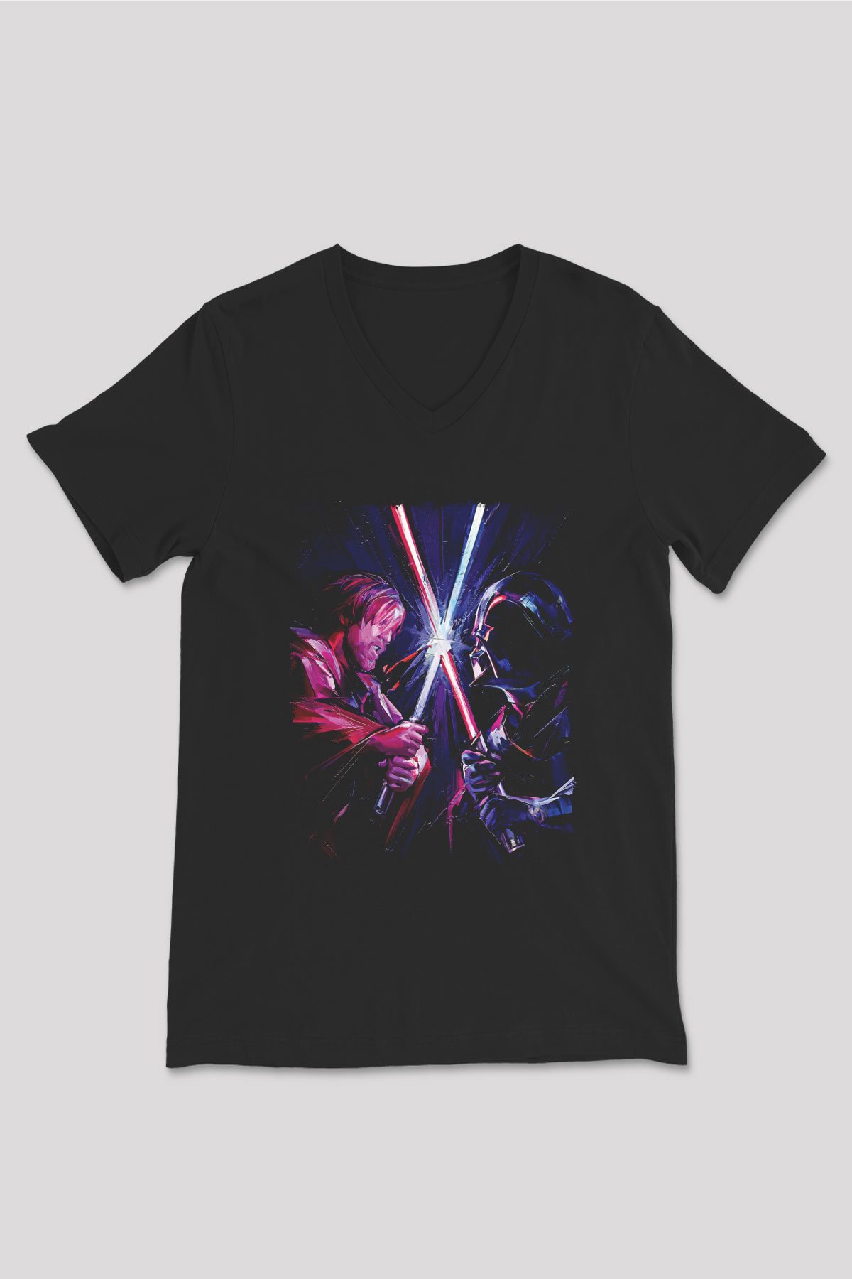Star Wars (Dart Vader) Baskılı Unisex Siyah V Yaka Tişört - Tshirt