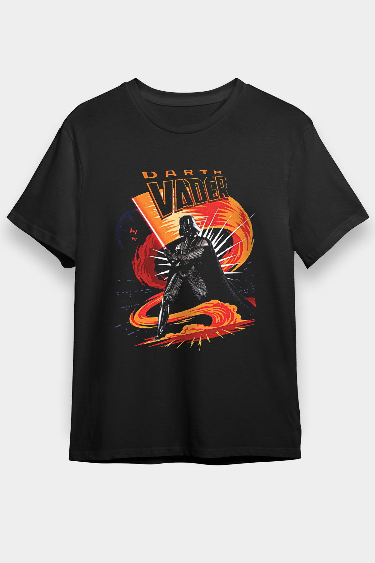 Star Wars (Dart Vader) Baskılı Unisex Siyah Tişört - Tshirt