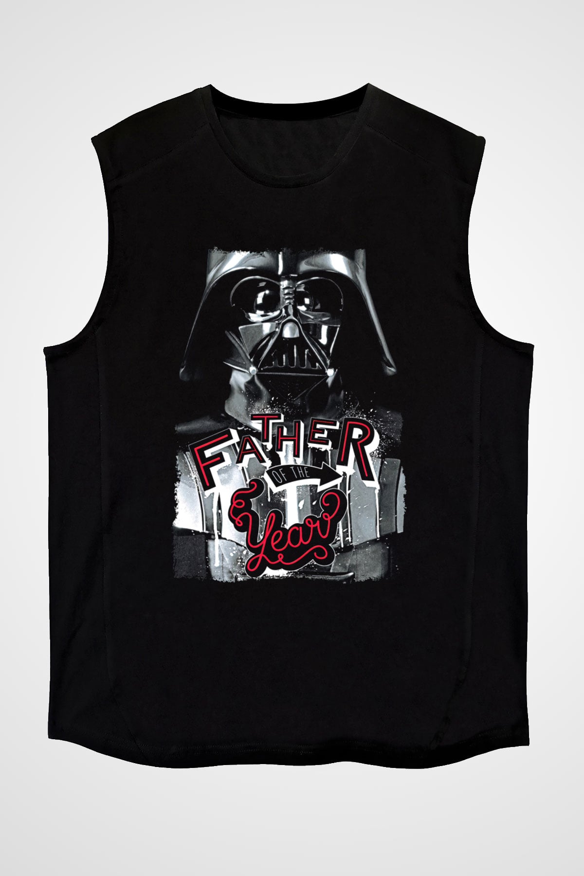 Star Wars (Dart Vader) Baskılı Unisex Siyah Kolsuz Tişört - Tshirt