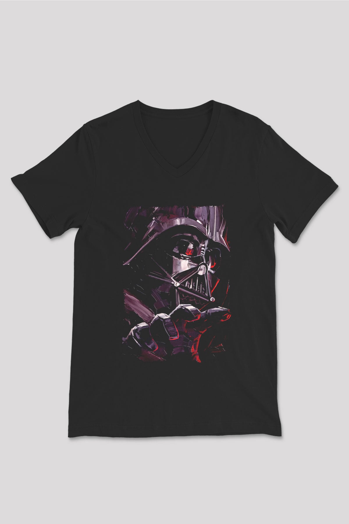 Star Wars (Dart Vader) Baskılı Unisex Siyah V Yaka Tişört - Tshirt