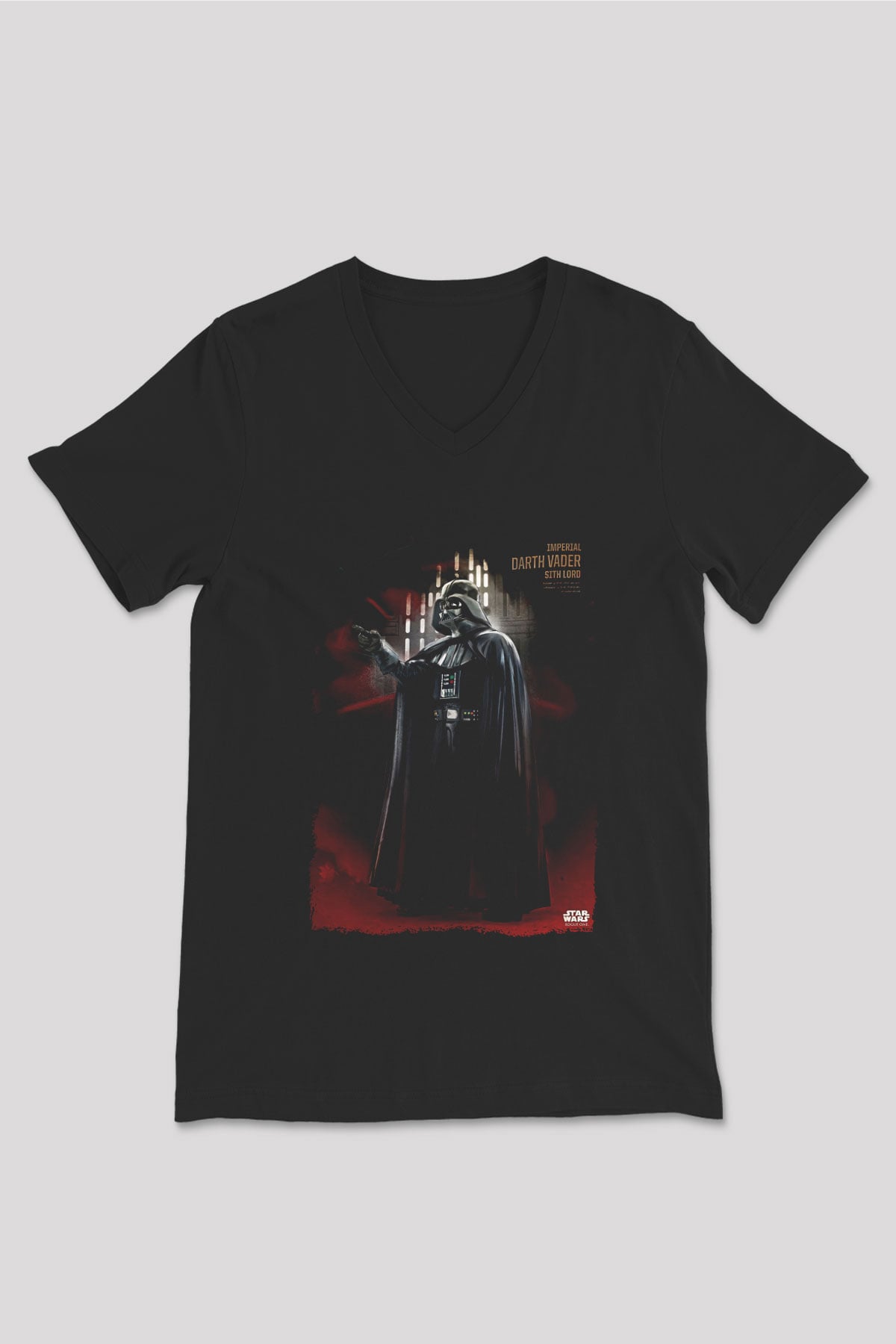Star Wars (Dart Vader) Baskılı Unisex Siyah V Yaka Tişört - Tshirt