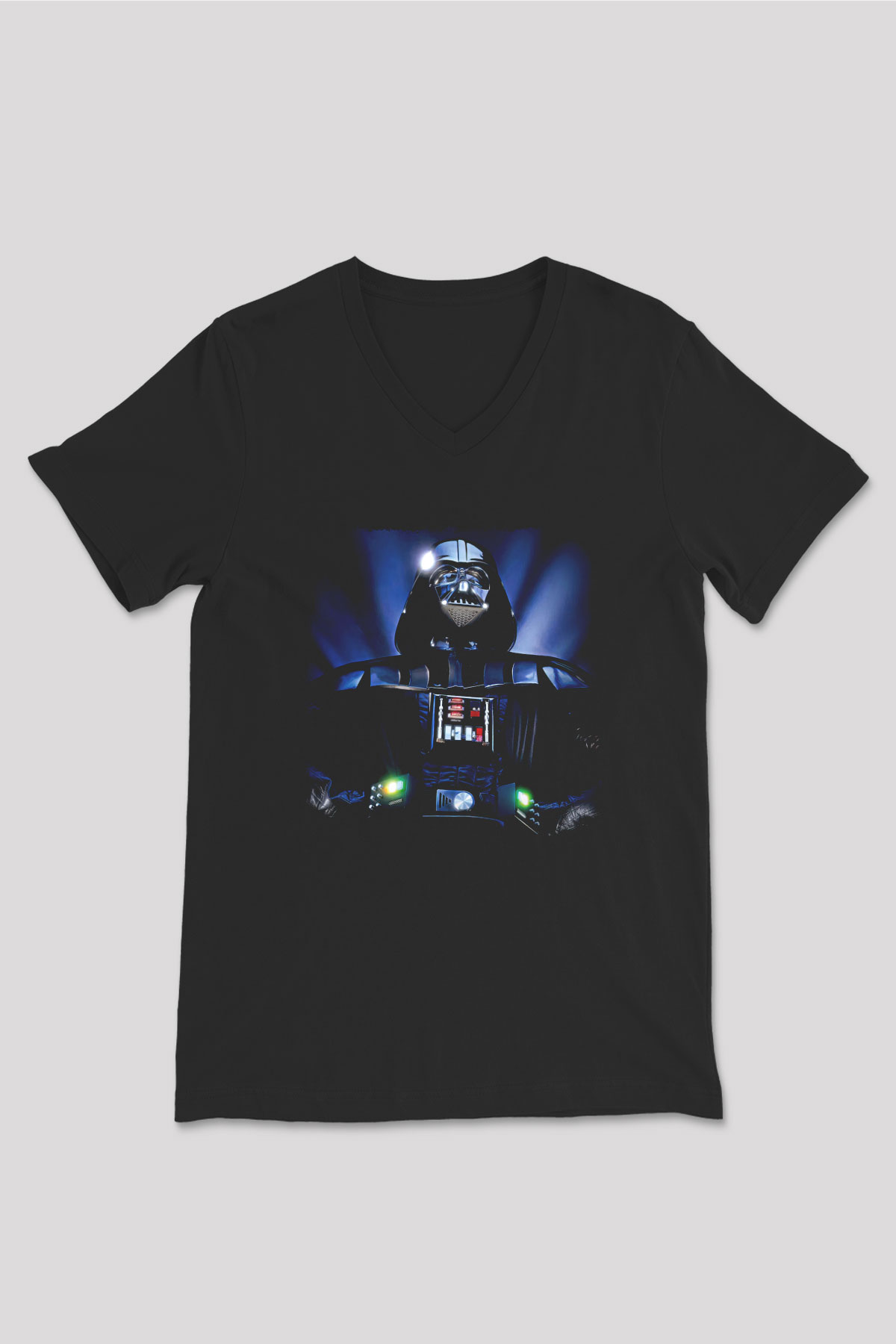 Star Wars (Dart Vader) Baskılı Unisex Siyah V Yaka Tişört - Tshirt