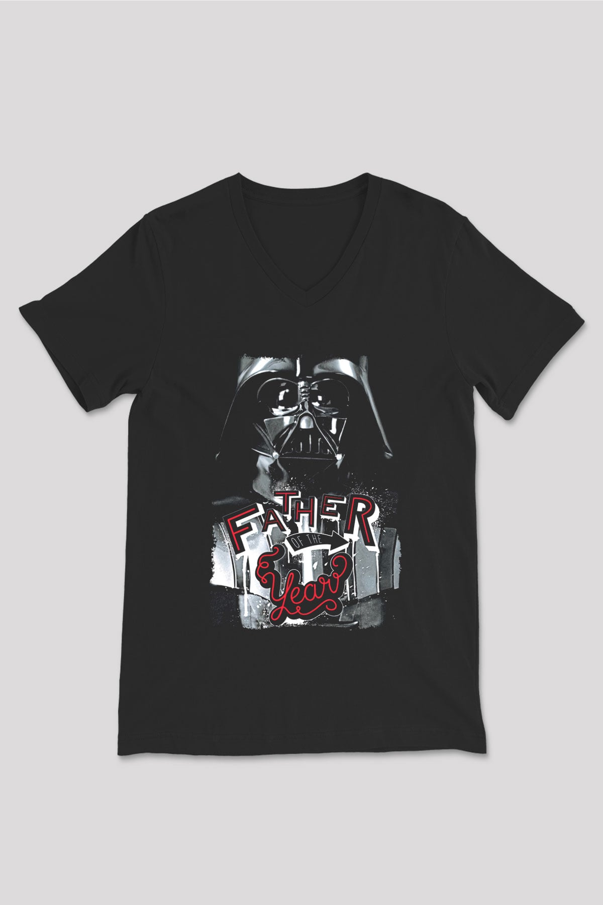 Star Wars (Dart Vader) Baskılı Unisex Siyah V Yaka Tişört - Tshirt