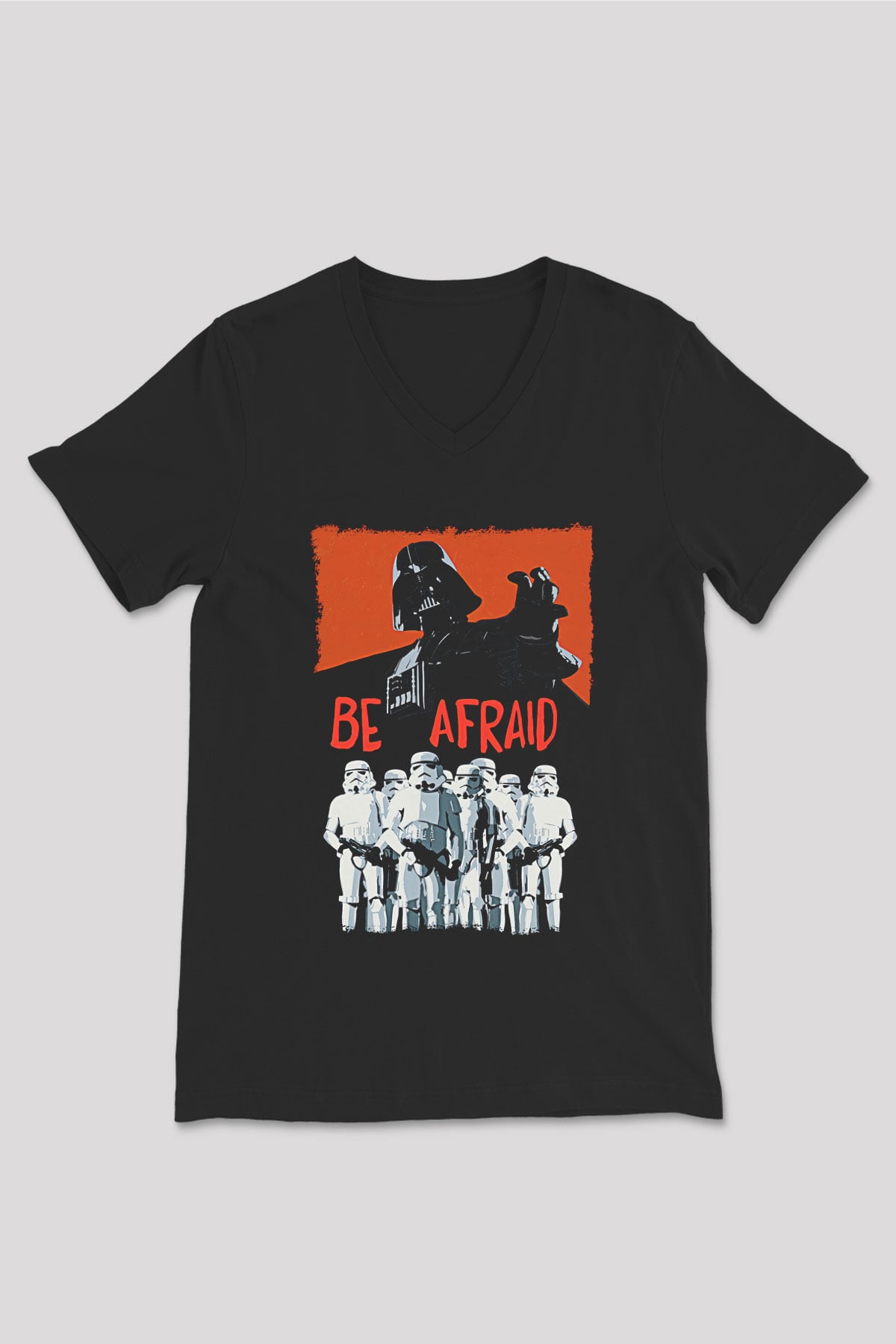 Star Wars (Dart Vader) Baskılı Unisex Siyah V Yaka Tişört - Tshirt