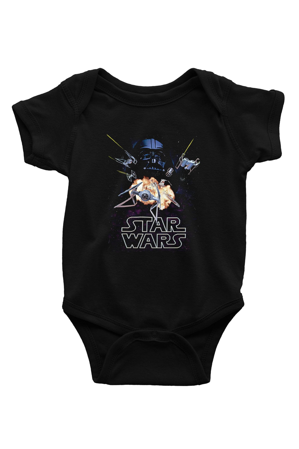Star Wars (Dart Vader) Baskılı Unisex Siyah Bebek Body - Zıbın