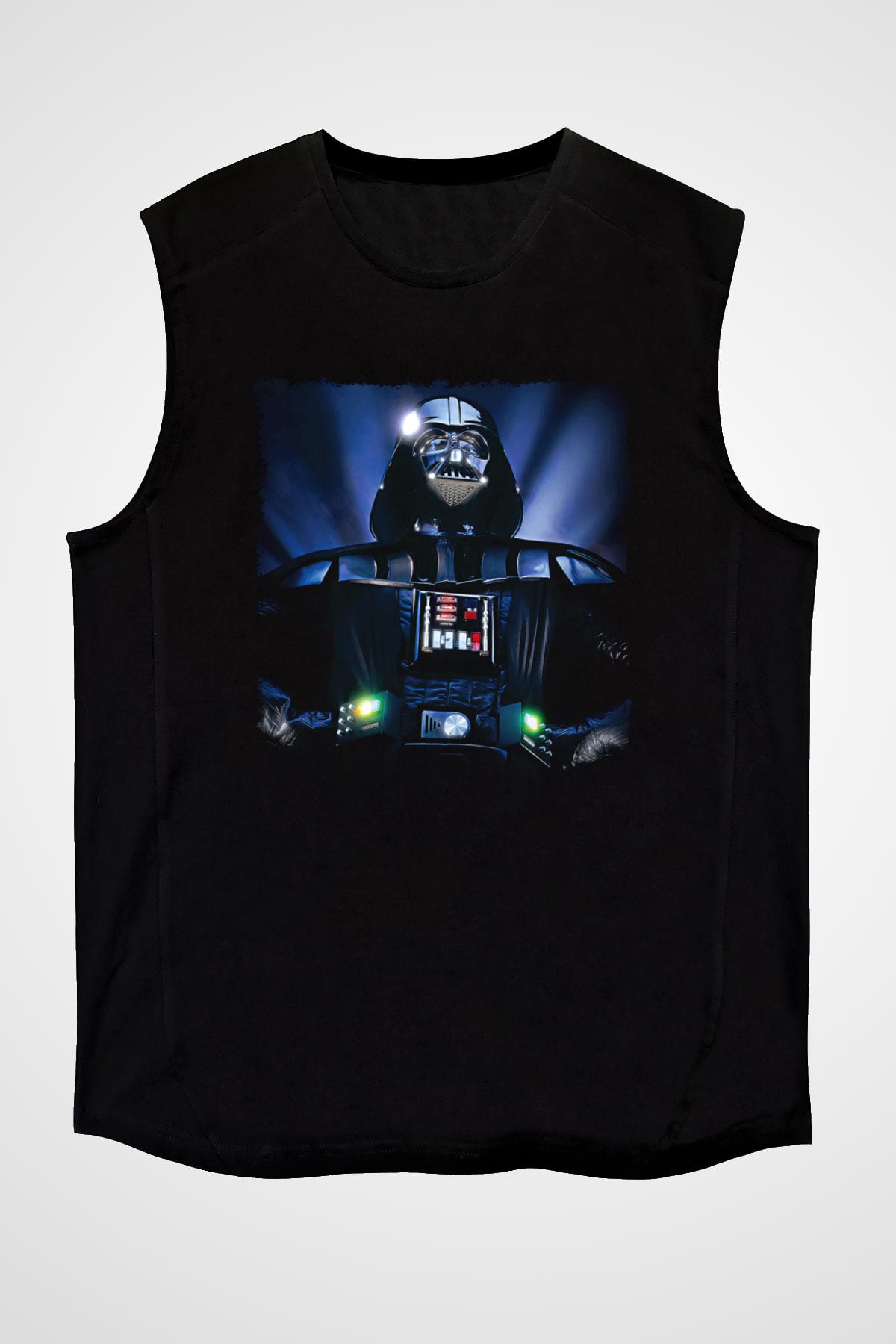 Star Wars (Dart Vader) Baskılı Unisex Siyah Kolsuz Tişört - Tshirt