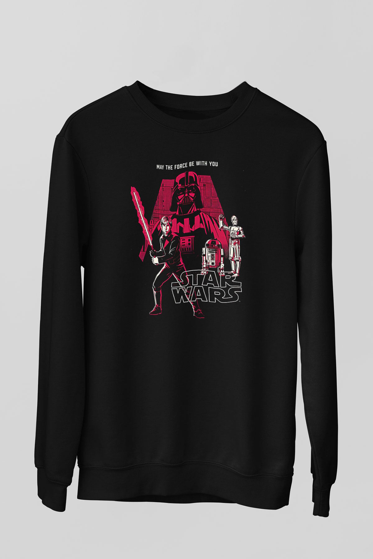 Star Wars (Dart Vader) Baskılı Unisex Siyah Sweatshirt