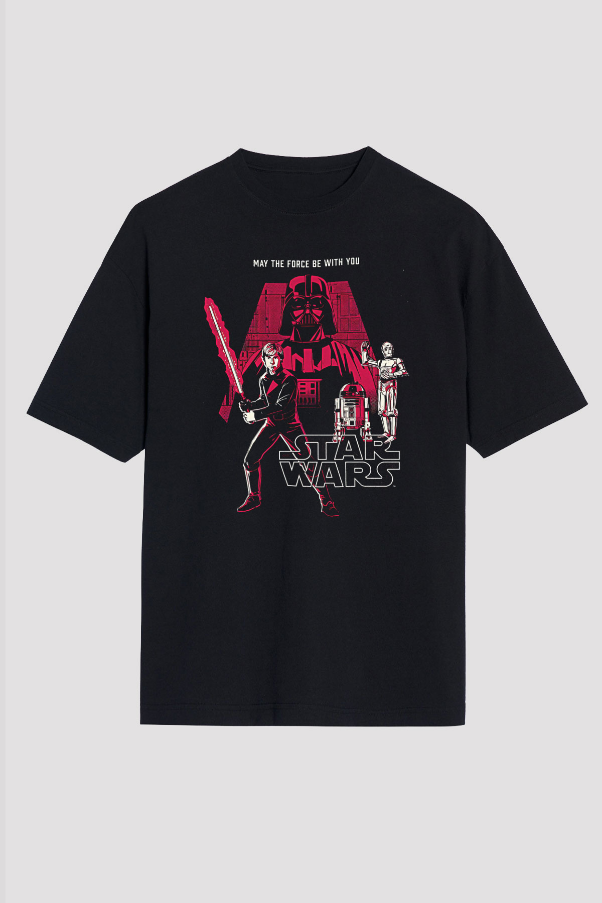 Star Wars (Dart Vader) Baskılı Unisex Siyah Oversize Tişört - Tshirt