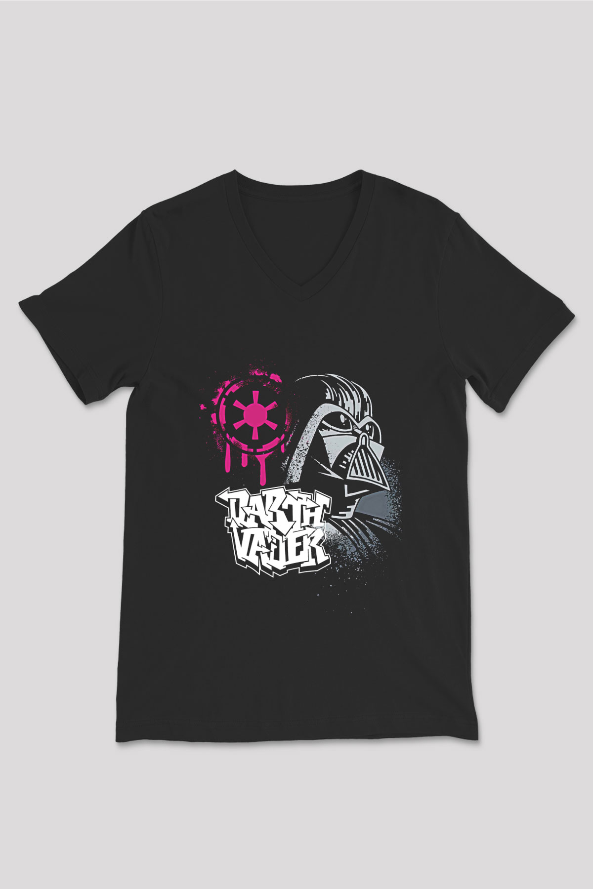 Star Wars (Dart Vader) Baskılı Unisex Siyah V Yaka Tişört - Tshirt