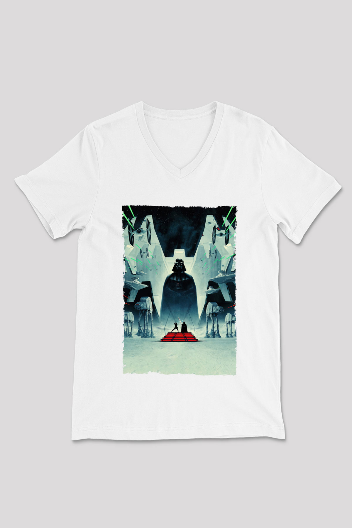 Star Wars İmparator'un Dönüşü (The Empire Strikes Back) Baskılı Beyaz Unisex V Yaka Tshirt