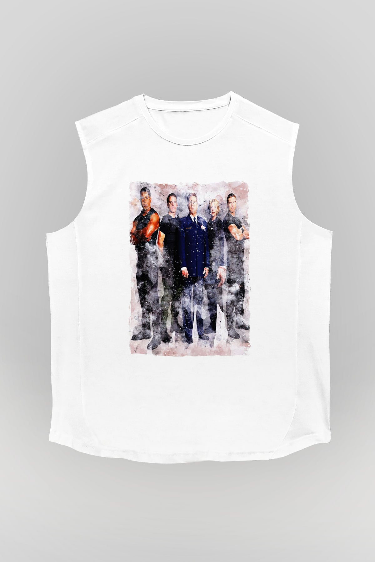Stargate SG-1 Beyaz Unisex Kolsuz Tişört