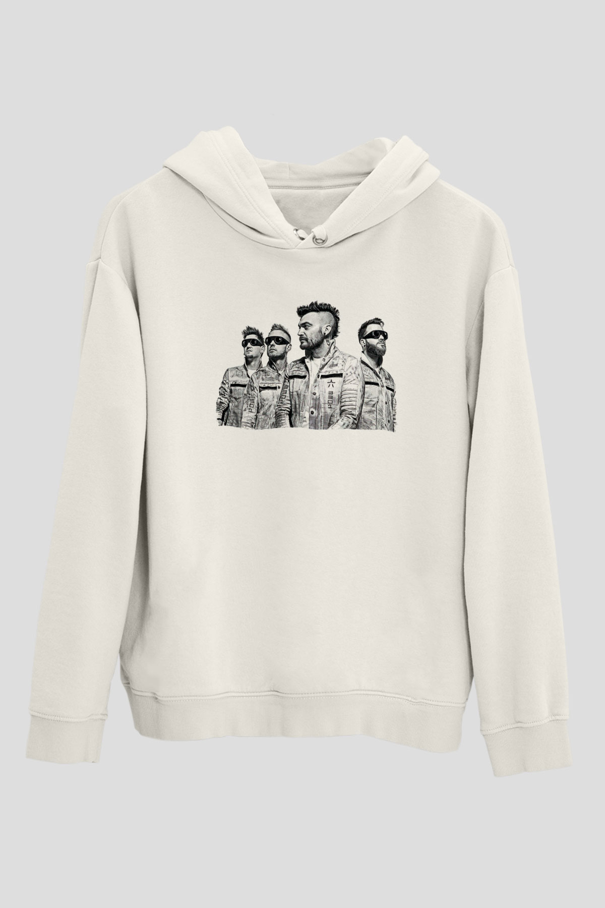 Starset Baskılı Beyaz Unisex Kapüşonlu Sweatshirt