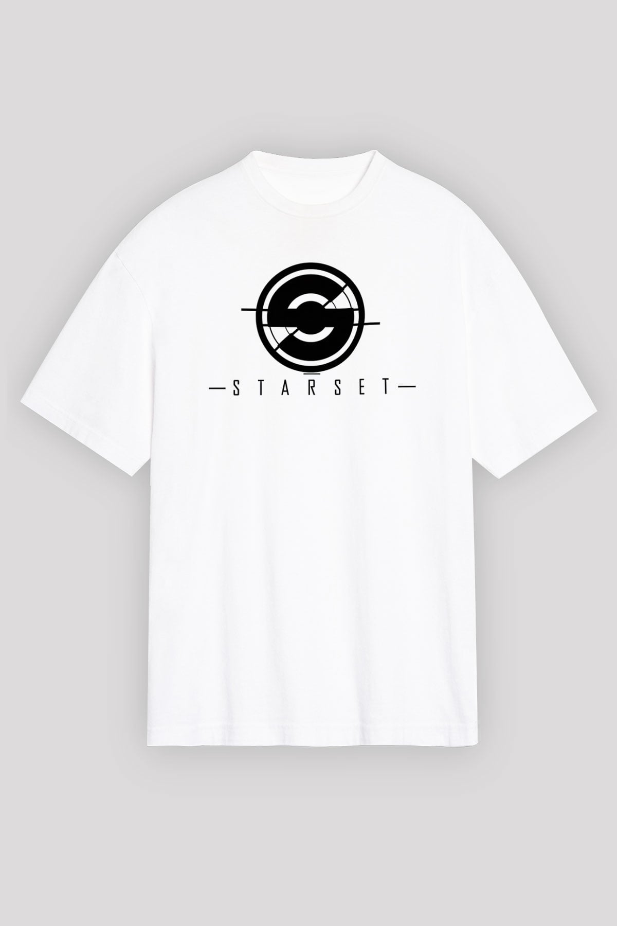 Starset Baskılı Beyaz Unisex Oversize Tişört - Tshirt