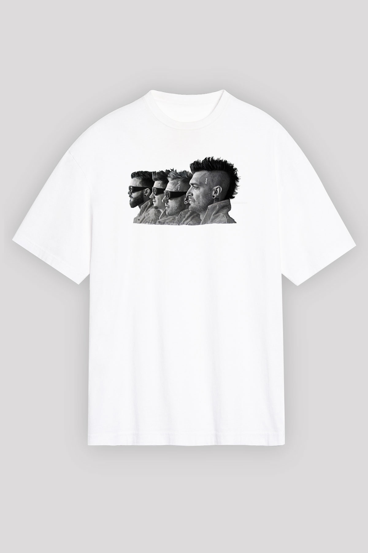 Starset Baskılı Beyaz Unisex Oversize Tişört - Tshirt