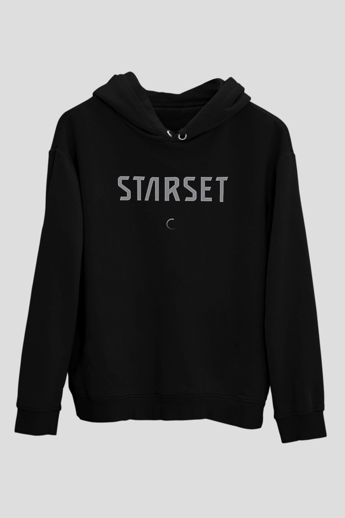 Starset Baskılı Unisex Siyah Kapüşonlu Sweatshirt