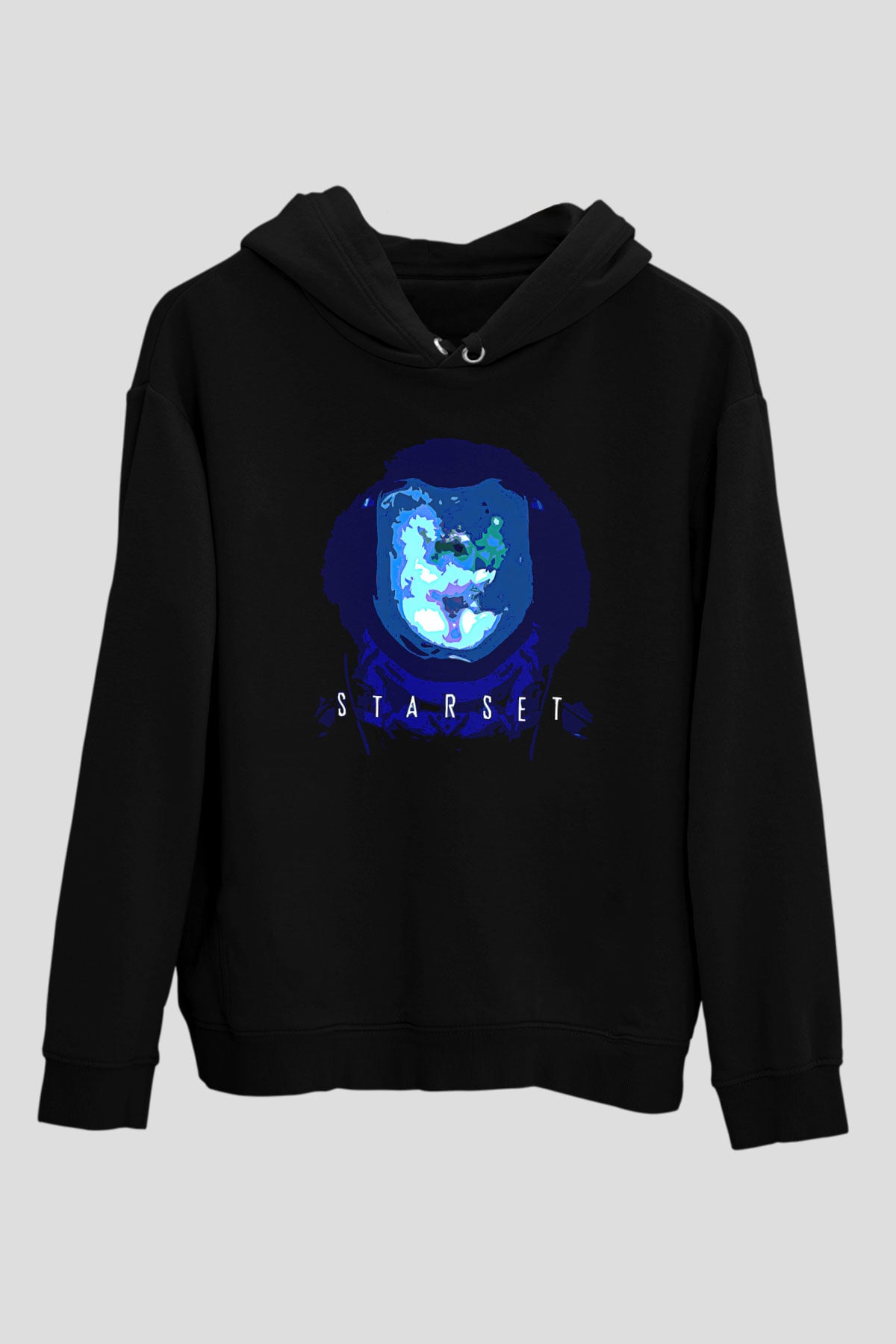 Starset Baskılı Unisex Siyah Kapüşonlu Sweatshirt